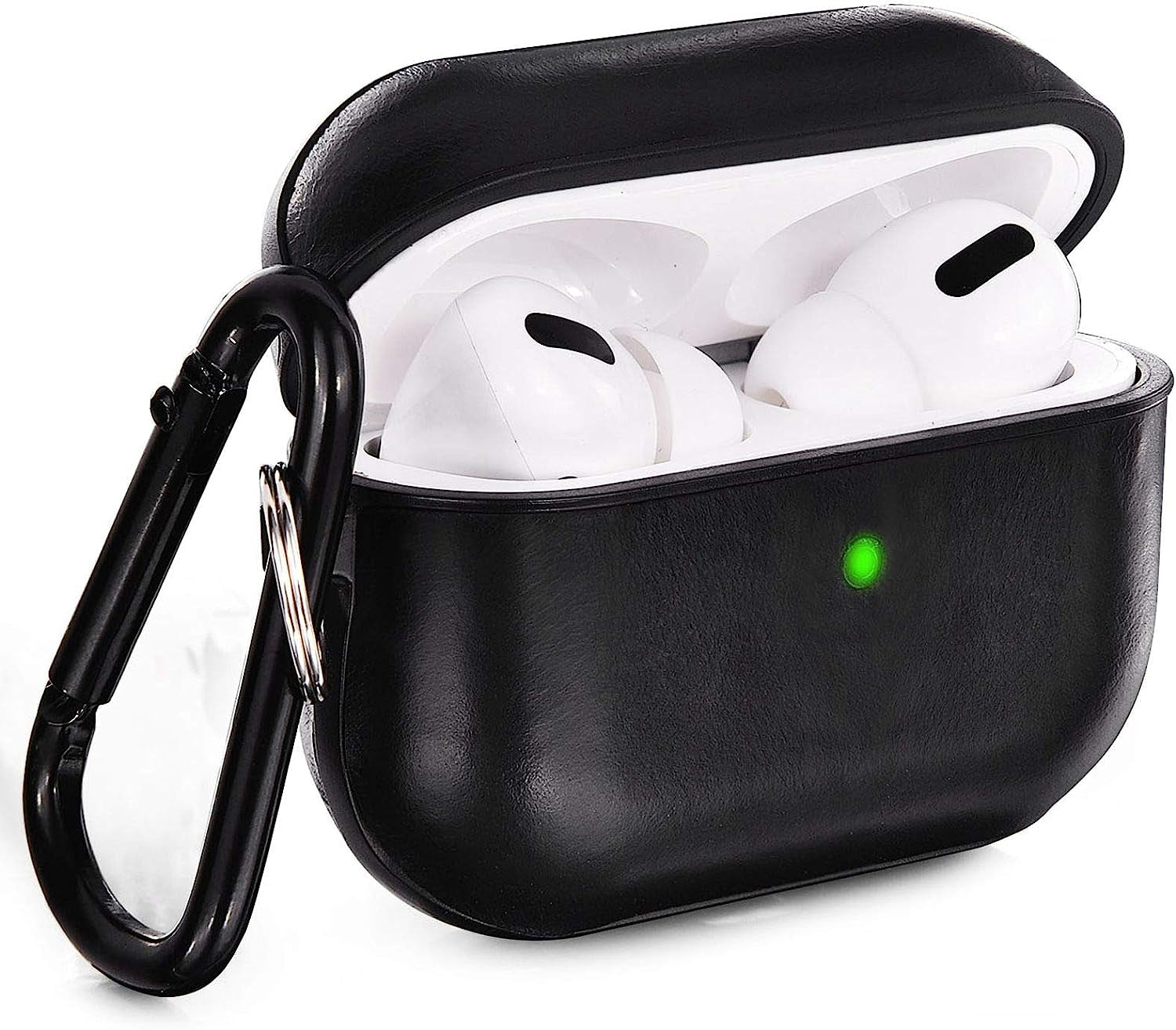 V-Moro Compatible with Airpods Pro Case Leather, Genuine Leather Airpod Pro Case for Airpods Pro [Front LED Visible] Protective Cover Skin Brown Men Women  V-MORO Black Airpods pro(2019) 