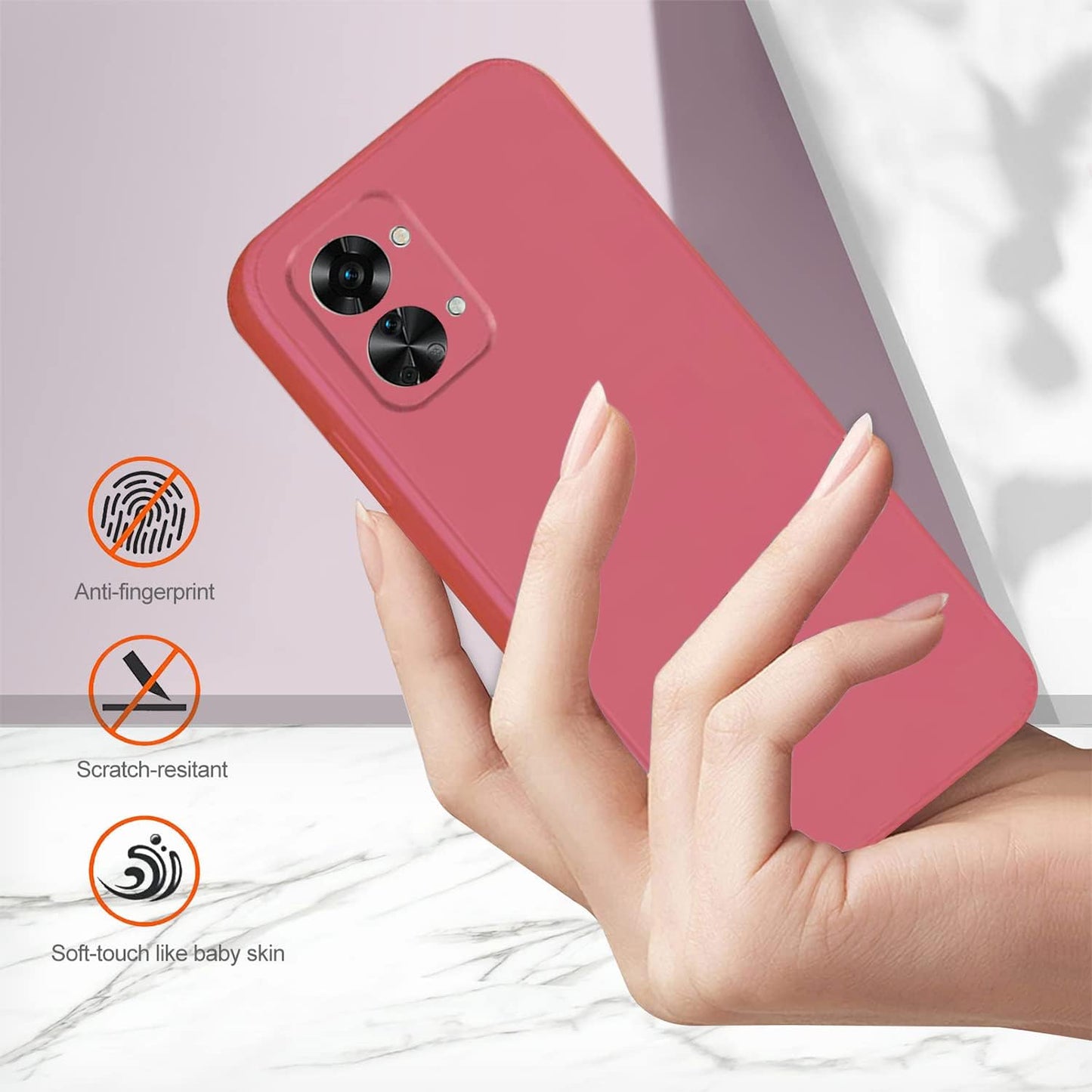 Yarxiawin Compatible for Oneplus Nord 2T Case Silicone Purple, Soft and Silky Oneplus Nord 2T Phone Case Shockproof Cover Anti-Fingerprint (Camellia Red)  Yarxiawin   