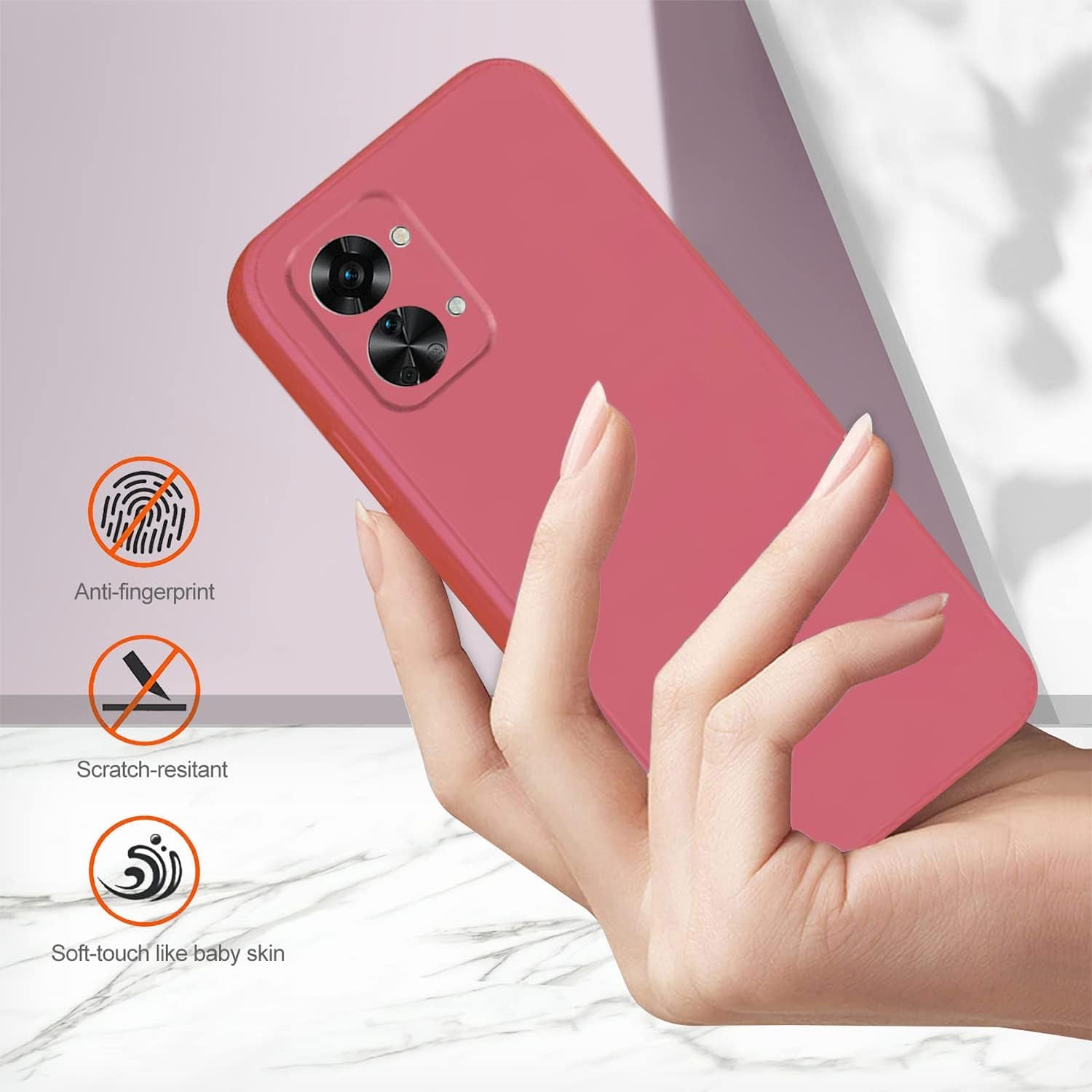 Yarxiawin Compatible for Oneplus Nord 2T Case Silicone Purple, Soft and Silky Oneplus Nord 2T Phone Case Shockproof Cover Anti-Fingerprint (Camellia Red)  Yarxiawin   