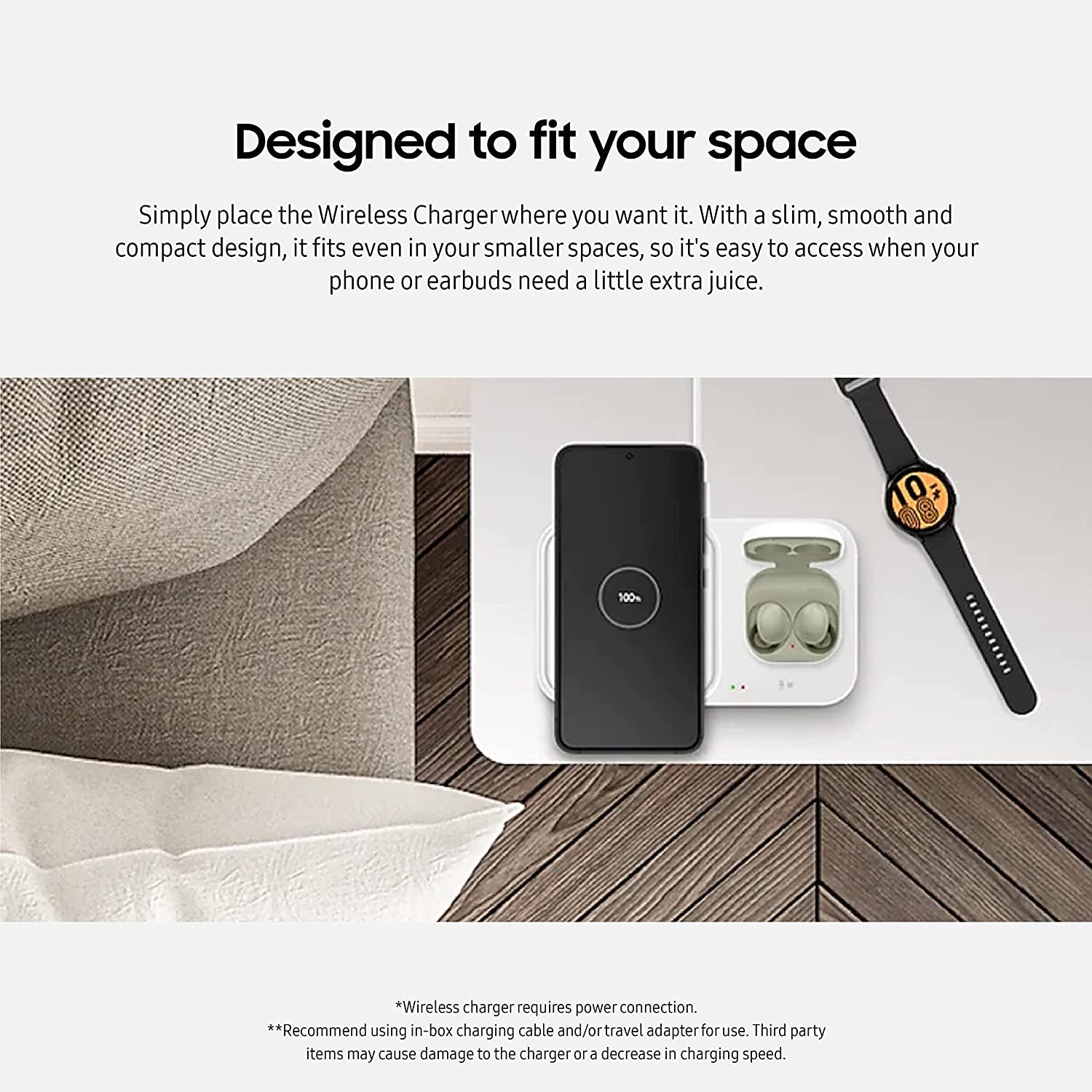 SAMSUNG 15W Wireless Charger Duo W/ USB C Cable, Charge 2 Devices at Once, Cordless Super Fast Charging Pad for Galaxy Phones and Devices, 2022, US Version, Black  Samsung   