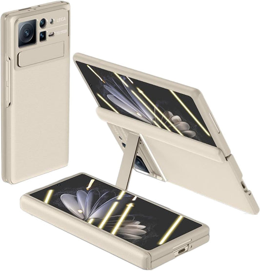 YAGELANG Case for Xiaomi Mix Fold 2, Hinge Protection Premium Real Leather Case with Magnetic Kickstand Screen Protector Camera Protection All-Inclusive PC Shockproof Case,Gold  YAGELANG   
