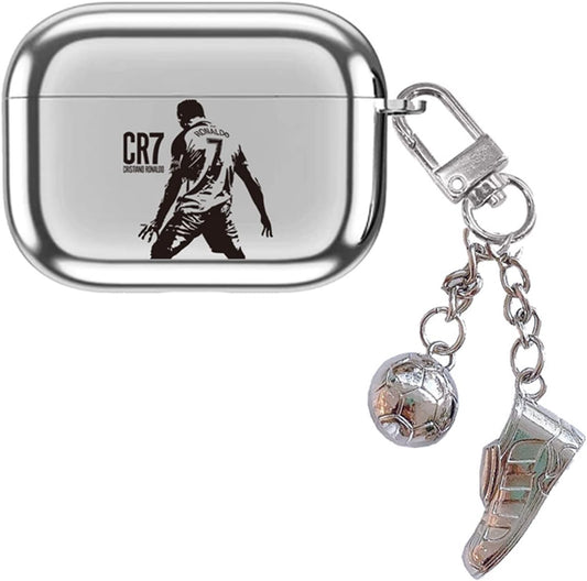 Ptnerbeh Cute Airpod Pro 2 Case,Football Player Theme Pattern Design with Keychain Pendant Silicone Soft Shell Compatible with Airpods Pro 2Nd Generation (2022) Case,Front LED Visible  Ptnerbeh   