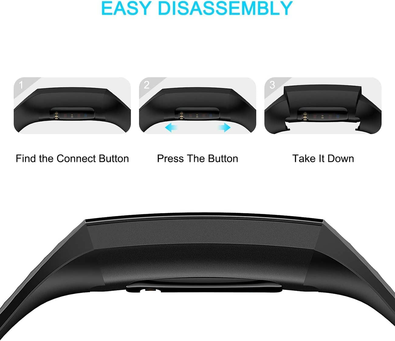 4 Pack Bands for Fitbit Charge 4/ Fitbit Charge 3/ Charge3 SE, Soft Waterproof Replacement Wristbands for Women Men Small Large (Black/Navy/Sangria/White, S: for 5.5"-7.1" Wrist)  Velavior   