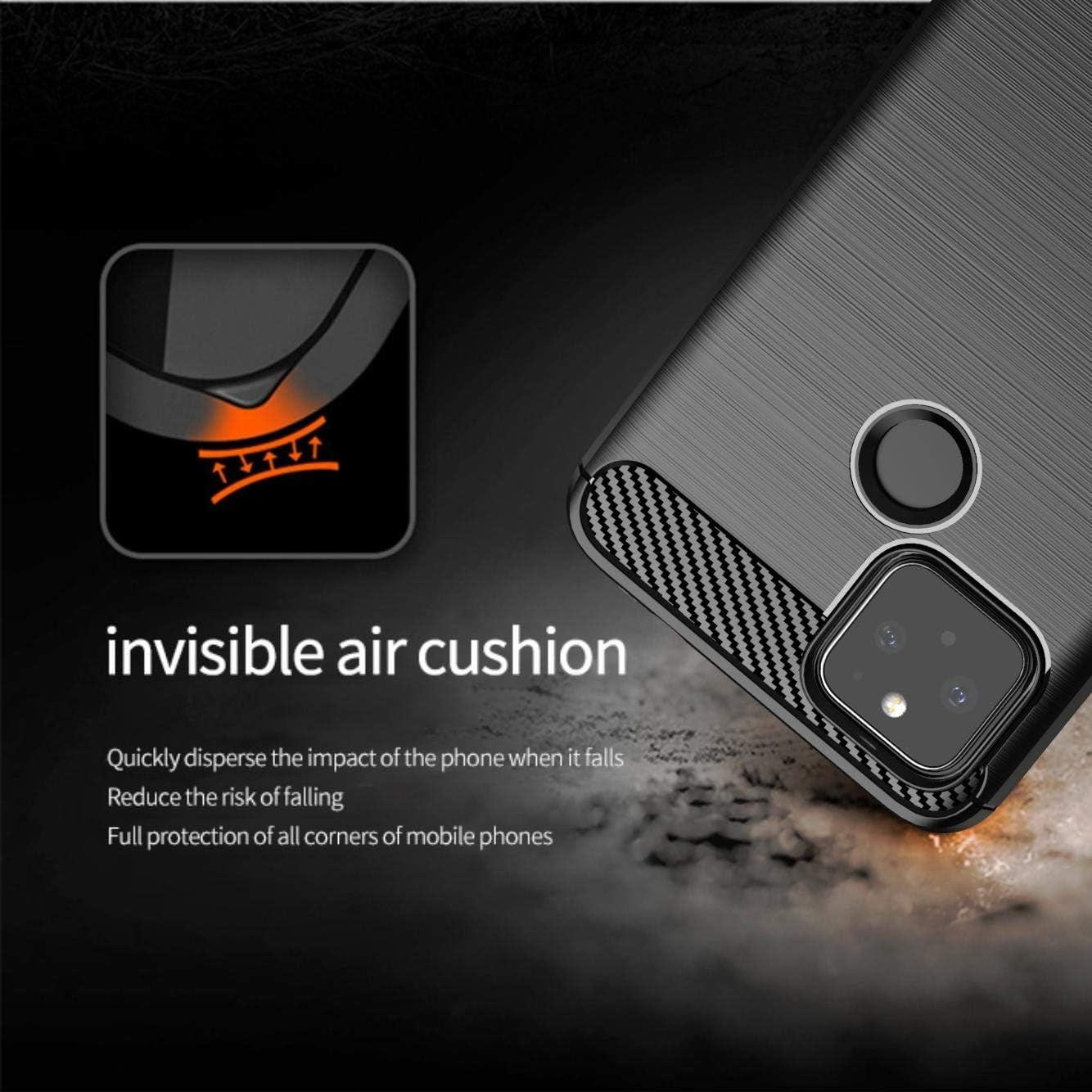 Vultic [Carbon Fiber Case for Google Pixel 4A (5G)(6.2"), Durable [Shock Absorption] Slim TPU Matte Lightweight Bumper Cover (Grey)  Vultic   