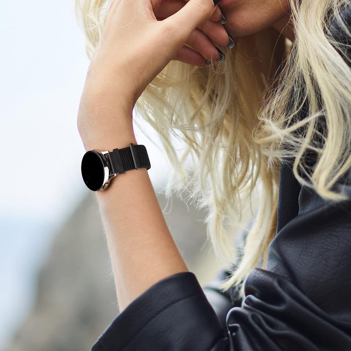 2 Pack Bands for Garmin Venu / Venu 2 plus / Venu Sq Watch Band Women Men, Soft Nylon Adjustable Replacement Wristband Strap for Garmin Vivomove Sport, Vivoactive 3 / 3 Music, Forerunner 645 / 245 Music Smart Watch  Wanme   