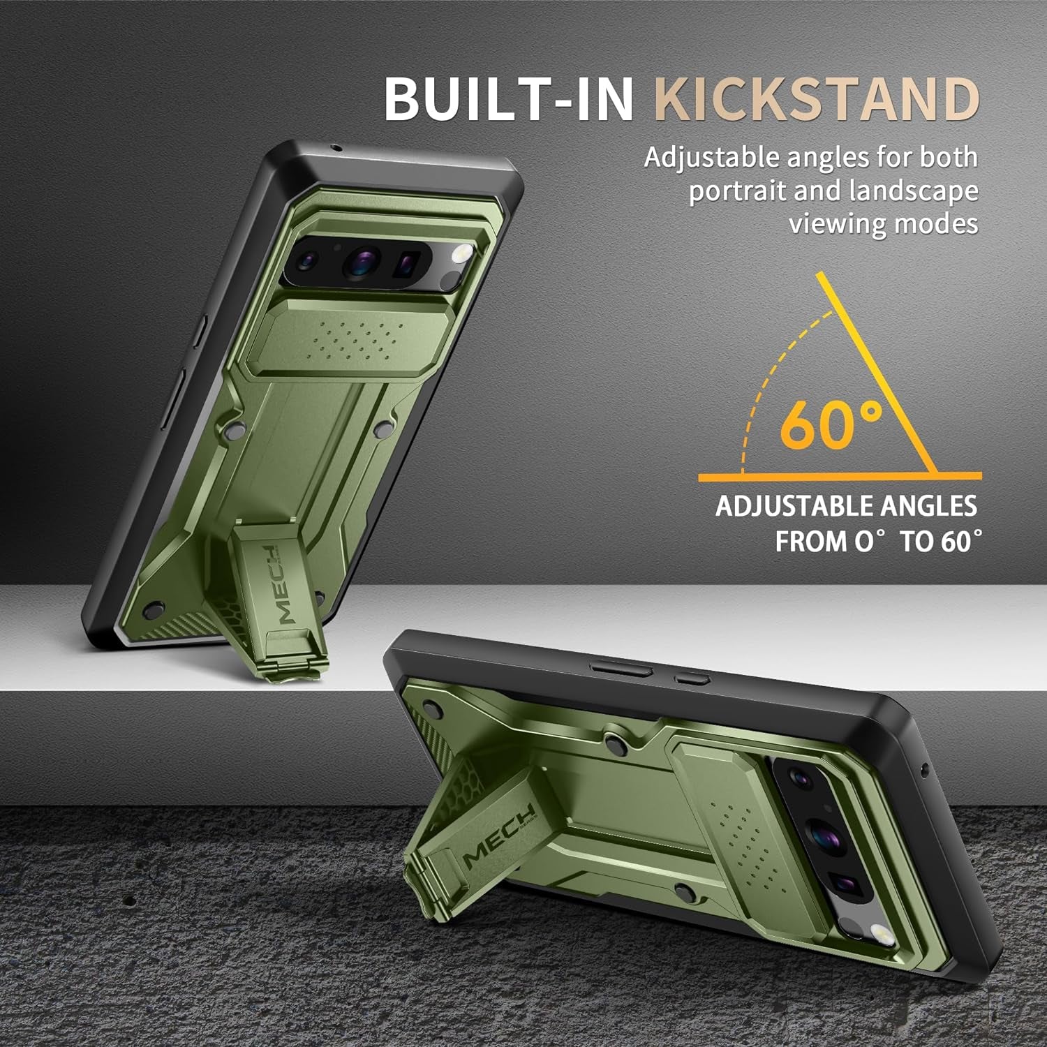 TONGATE for Pixel 8 Pro Case(2023), [Bulit-In Slide Camera Cover & Screen Protector] Military Grade Shockproof Rugged 5G Phone Case with Kickstand & Belt Clip for Google Pixel 8 Pro 6.7", Green  TONGATE   