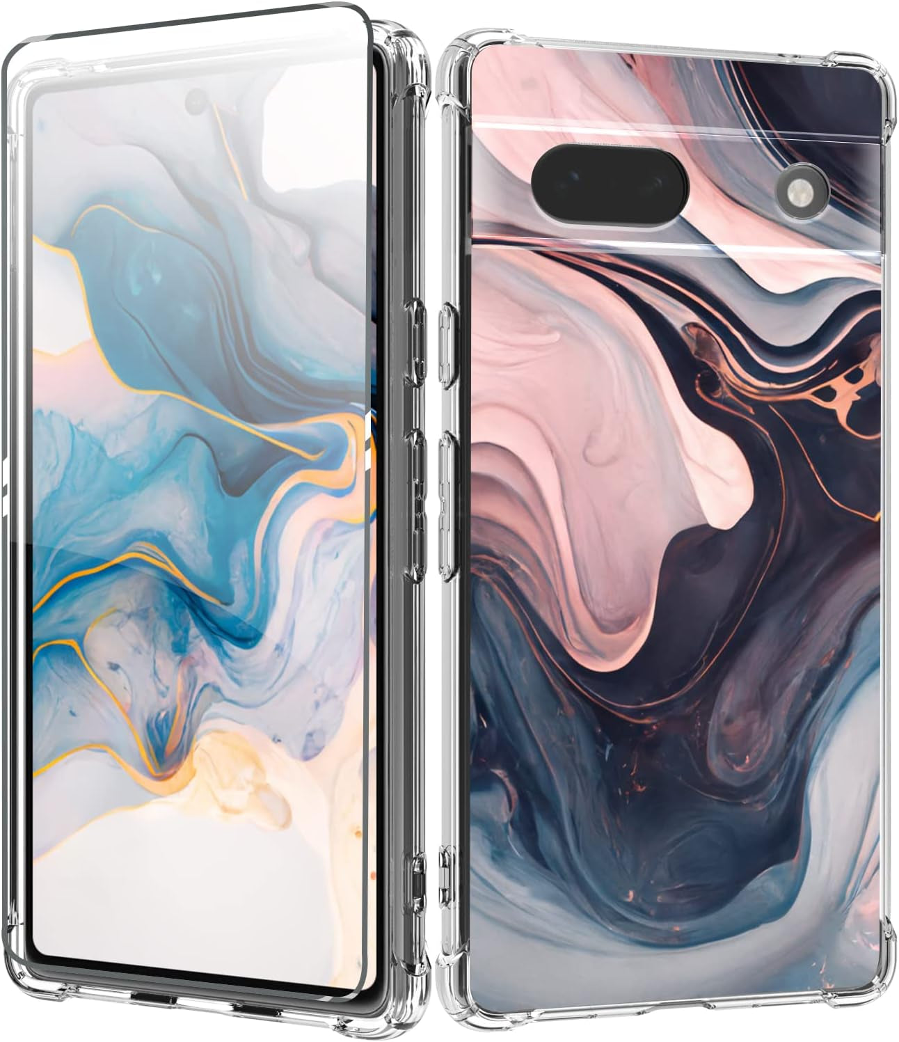 CLATUK for Google Pixel 8 Case with Screen Protector, [Marble Slim]+[Anti-Drop Shockproof Protective] Soft TPU Women Stylish Pixel 8 Phone Covers 2023 6.17 Inch (Alpine Lake)  CLATUK Night  