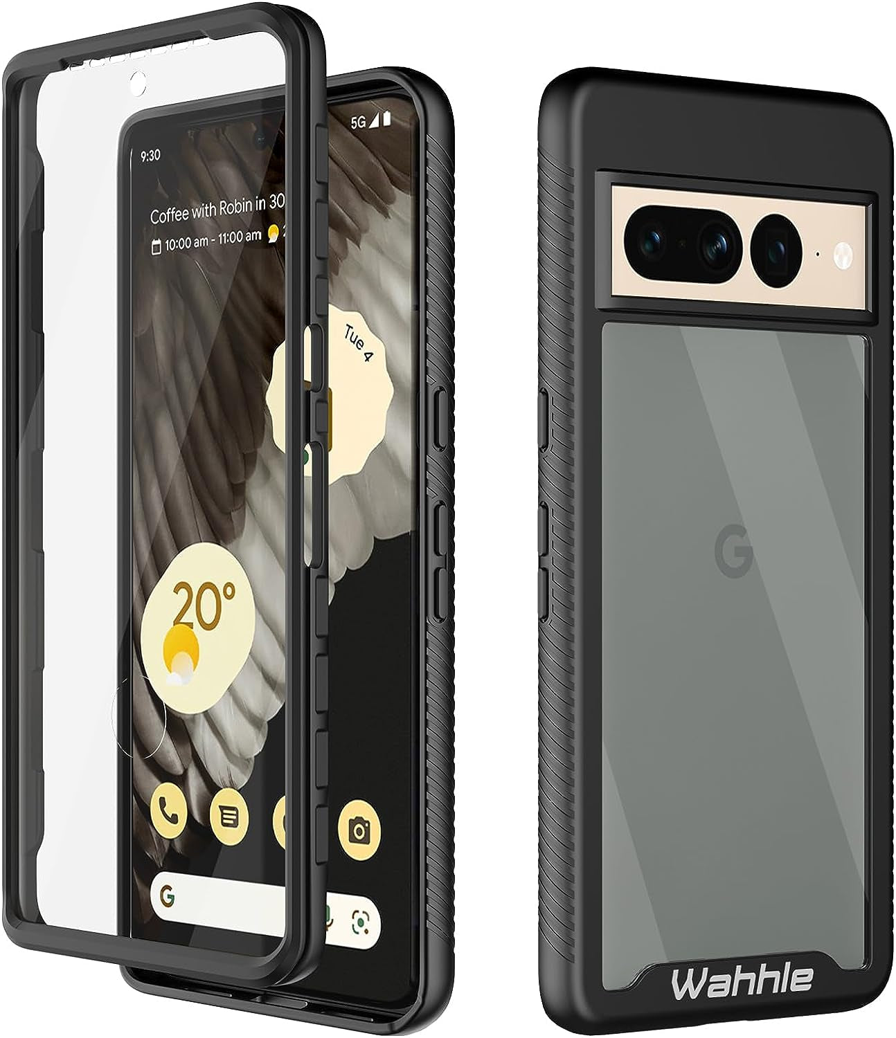 Wahhle Oneplus Nord N200 5G Case, Built in Screen Protector Full Body Shockproof Slim Fit Bumper Protective Phone Cover for 1+ Nord N200 5G Men Women-Black/Clear  wahhle Black Google Pixel 7 Pro 