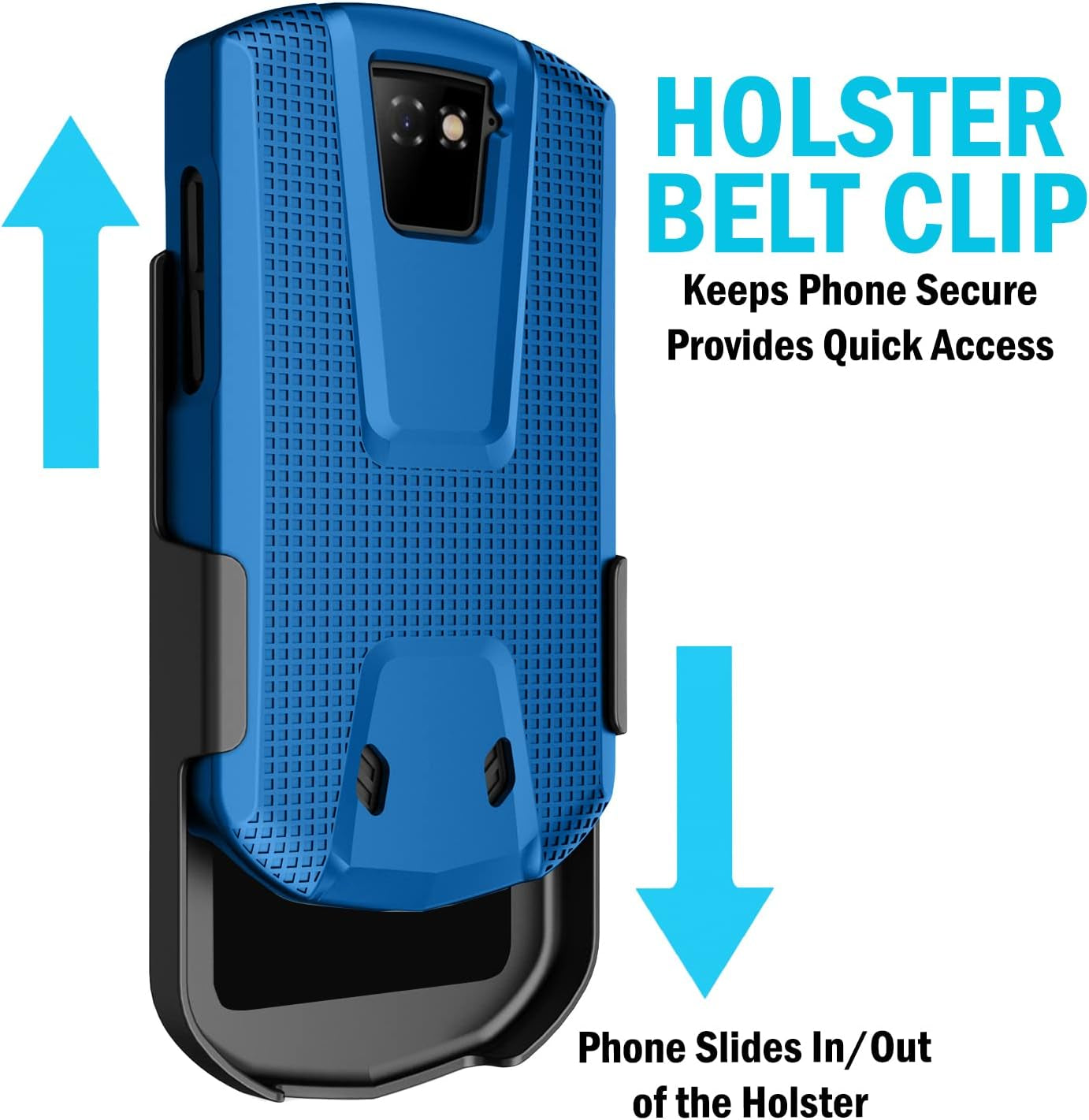 Nakedcellphone Case with Clip for Unihertz Titan Pocket Phone, Slim Hard Shell Textured Cover and [Rotating/Ratchet] Belt Hip Holster Combination - Blue  Nakedcellphone   