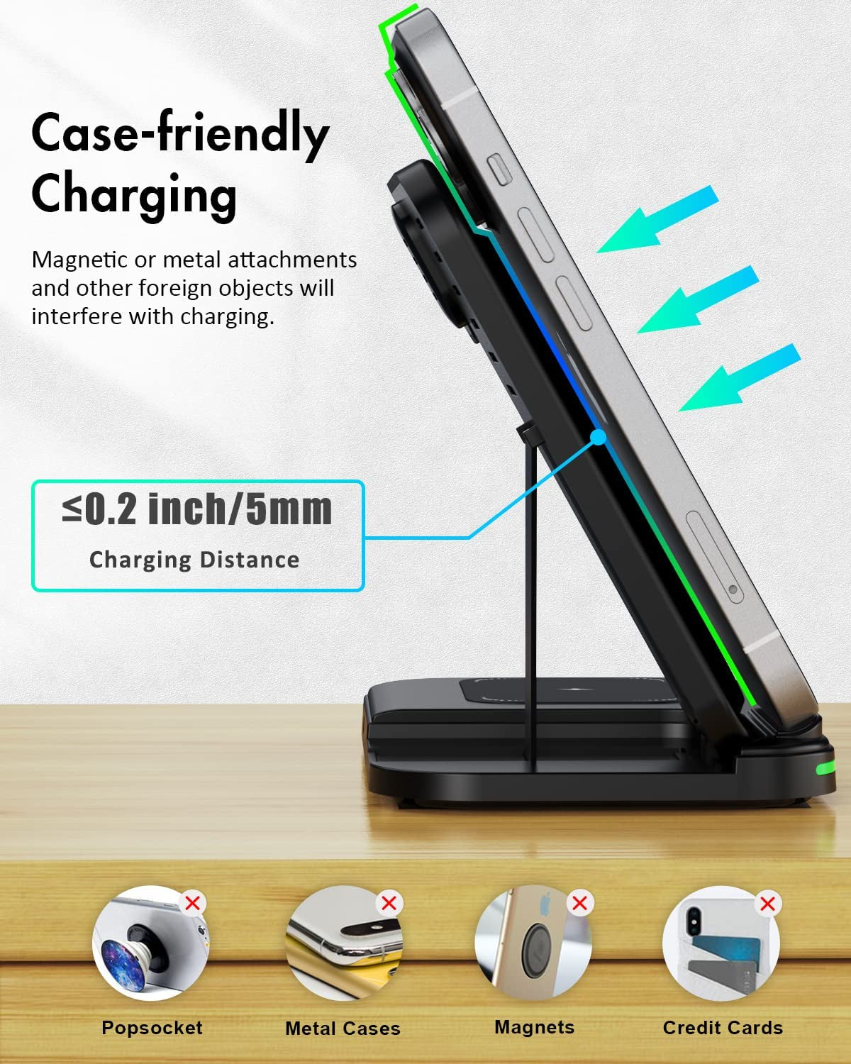 Charger Station for Apple Multiple Devices, 3 in 1 Fast Wireless Charger Stand Dock Foldable for Iphone 14 13 12 11 Pro X XS 8 plus Apple Watch Series 8 7 6 SE 5 4 3 2 & Airpods 3/2/Pro with Adapter  Shenzhen OJD Technology Co.，LTD   