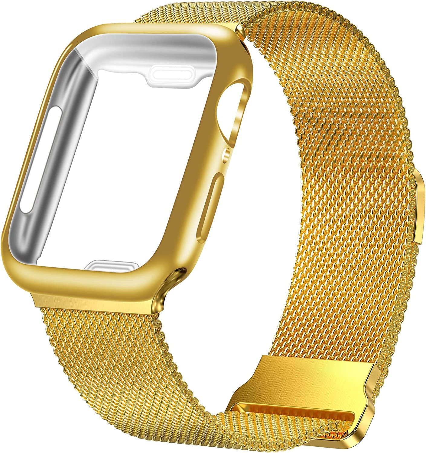 Geoumy Metal Magnetic Bands Compatible for Apple Watch Band 45Mm with Case, Stainless Steel Milanese Mesh Loop Replacement Strap Compatible with Iwatch Series 8/7/6/5/4/3/2/1 SE Women Men,Starlight  Geoumy Gold 41 mm 