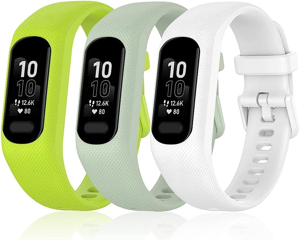 DFAMIN 3Pcs Soft Silicone Bands for Garmin Vivosmart 5 Straps Replacement Sport Colourful Strap for Vivosmart 5 Wristbands  DFAMIN Lime-Mint-White  