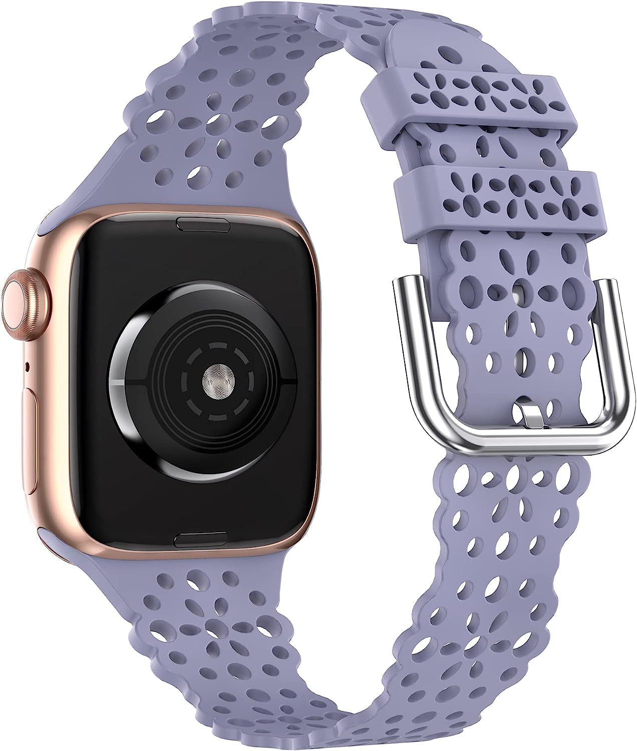 TOYOUTHS Compatible with Apple Watch Band Women 41Mm 40Mm 38Mm Soft Stretchy Silicone Lace Flower Cut-Outs Scalloped Breathable Waterproof Lacy Band for Iwatch Series 8 7 6 5 4 3 2 1 SE  TOYOUTHS   