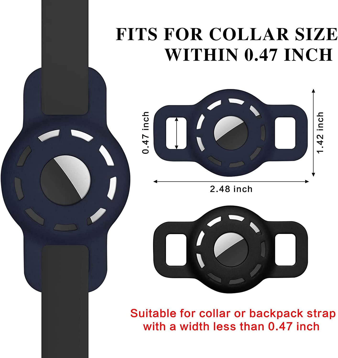 WWW Case for Airtag 2021,（2 Pack） Airtag Dog Collar Holder,Airtag Cat Collar Case with Anti-Lost Design for Cat Dog Collars Small Pet Puppy Loop & Backpack Bag Straps-Black& Navy  Guangzhou Yuchan Trading Co., Ltd   