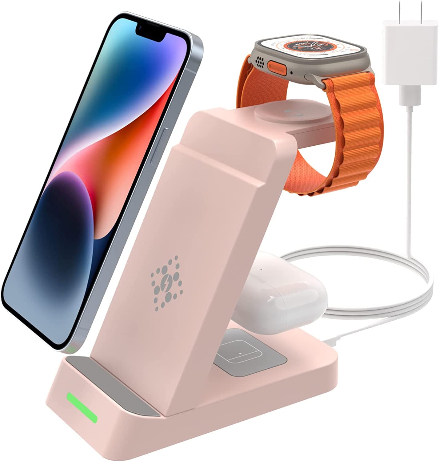 Wireless Charging Station for Apple Products 3 in 1 Wireless Charger Stand Compatible with Apple Watch Ultra 8 7 SE 6 5 4 Airpods Pro Iphone 14 13 12 11 Pro Max Multiple Devices Wireless Charger Dock  SHENZHEN TIANYIN ELECTRONICS CO LTD Pink  