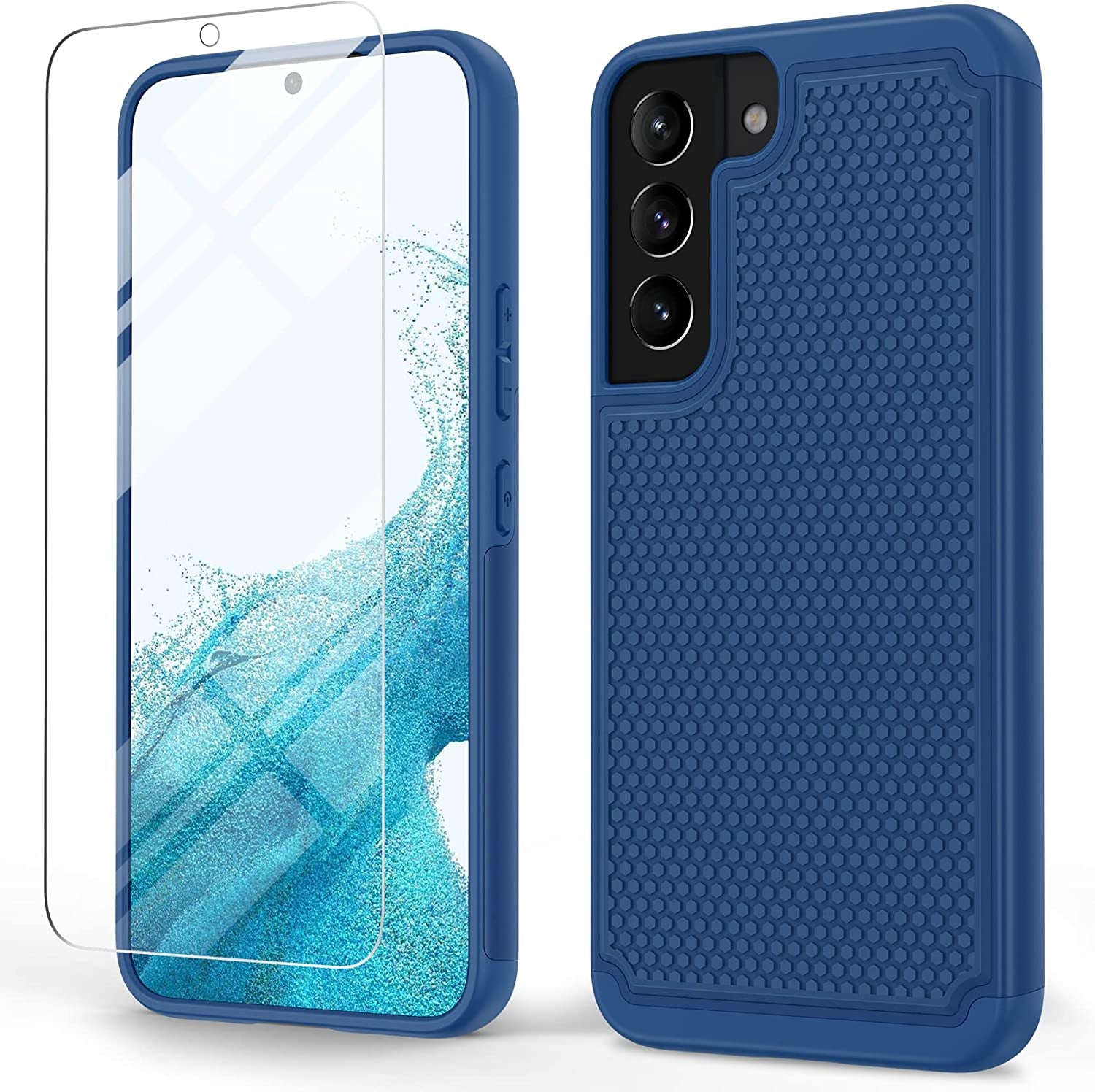 WTYOO for Samsung Galaxy S22 Protective Case: Military Grade Drop Proof Protection Mobile Cover with Kickstand | Rugged Shockproof TPU Matte Textured | Sturdy Cell Phone Bumper  WTYOO Blue-Thin Samsung Galaxy S22 