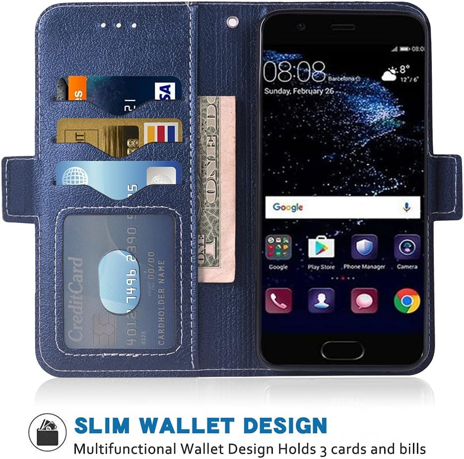 WWAAYSSXA Compatible with Huawei P10 Lite Wallet Case Wrist Strap Lanyard Leather Flip Cover Card Holder Stand Cell Accessories Phone Cases for Hawaii P10Lite P 10 10Lite 2017 Women Men Blue  WWAAYSSXA   