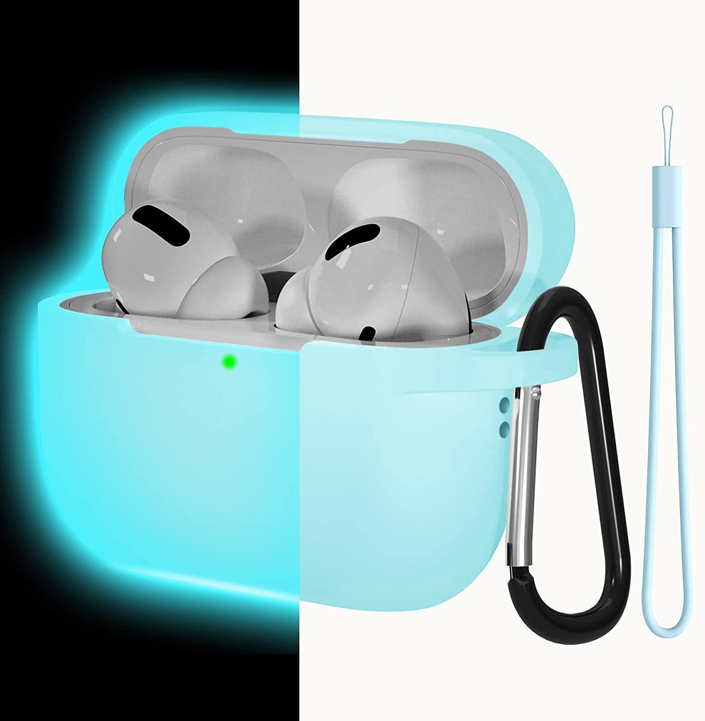 Lerobo for Airpods Pro 2Nd/1St Generation Case Cover with Keychain & Lanyard,Soft Silicone Skin Full Protective Airpod Pro Case for Apple Airpod Pro 2022/2019 Charging Case [Front LED Visible] Lilac  PJStore-US C-Nightglow Blue  