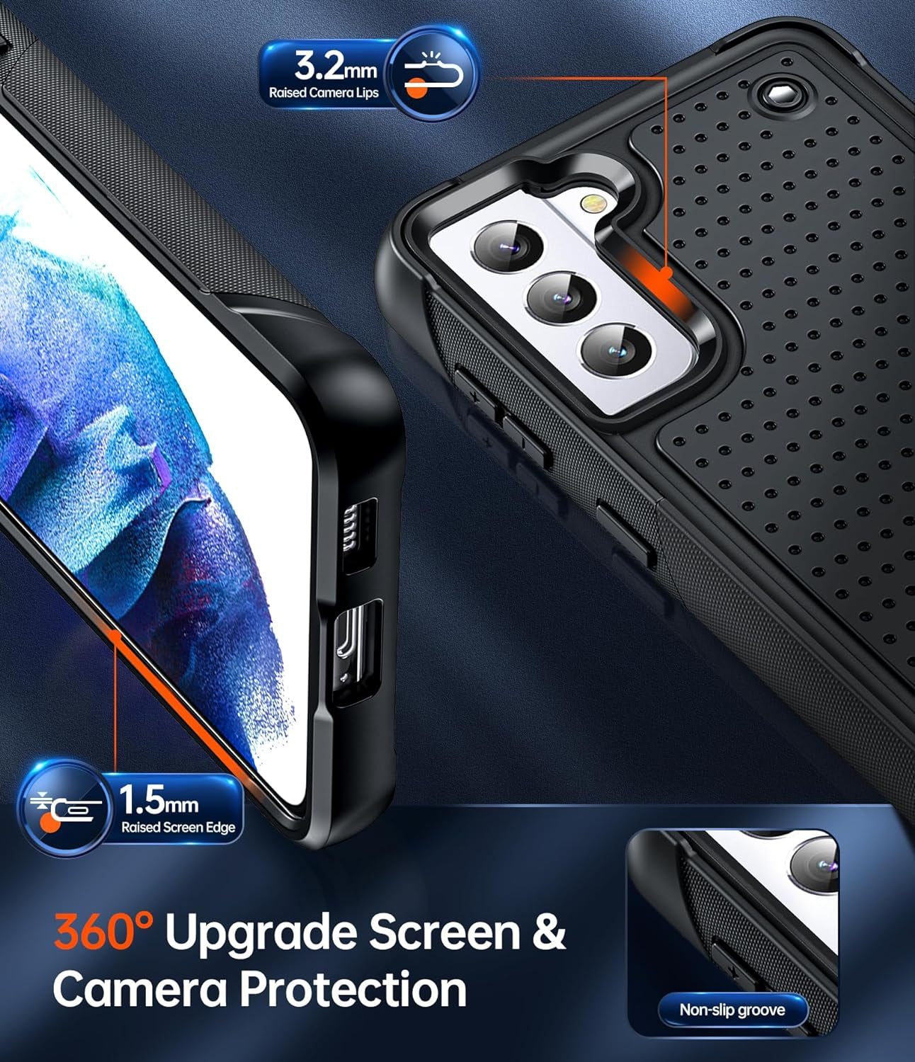 Leyi for Samsung Galaxy S21+ plus Case, Samsung S21 plus Case 5G, Shockproof Heavy Duty Dual Layer Protective Hard PC Textured Back & Soft Bumper Case for Galaxy S21 Plus, Black  LeYi   