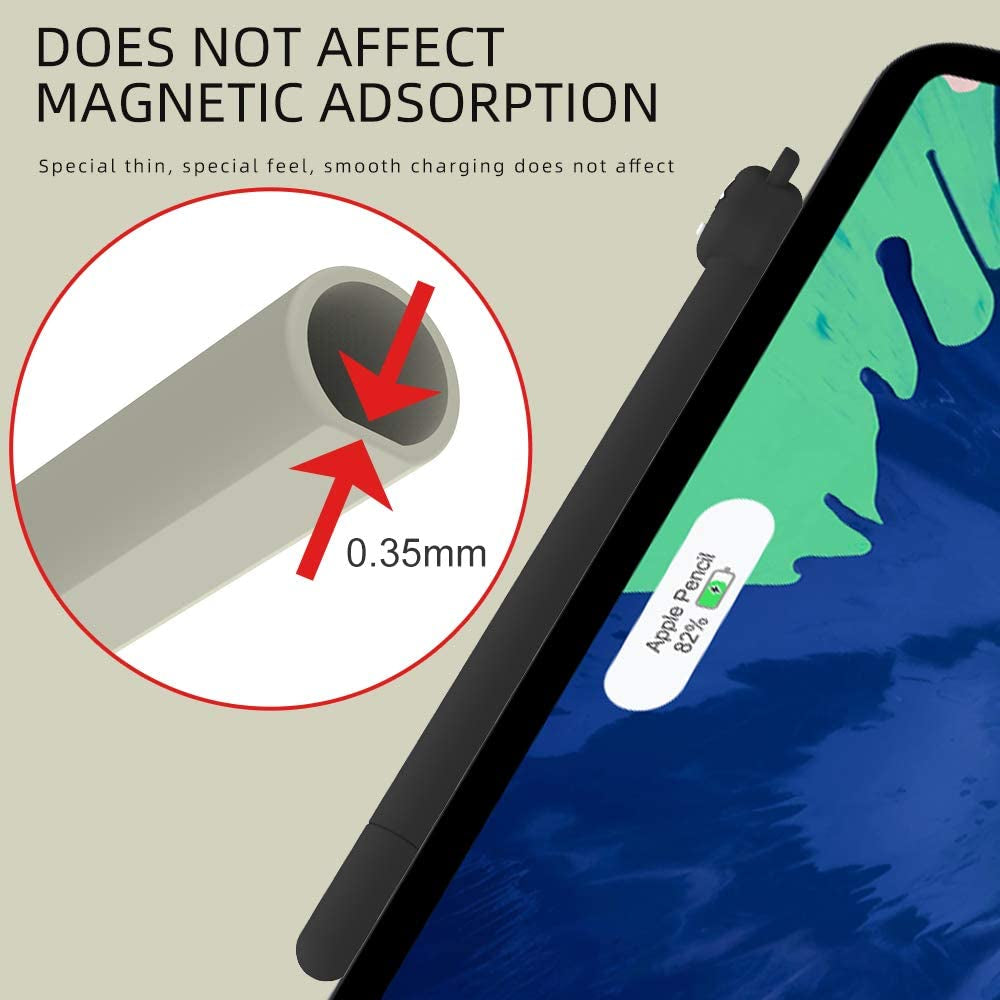 Love Mei Apple Pencil Silicone Sleeve for 2Nd Generation Holder Protective Skin Cover Case and Nib Cover Non-Slip Smooth Grip Cute Bear Accessories with Pencil Tip Cover for Ipad (2Nd Black)  LOVE MEI   