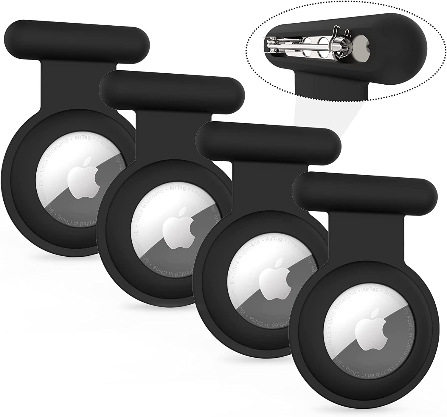 HLHGR Airtag Case Holder for Kids,Hidden Apple Air Tag Holder for Kids -Elderly Pet Clothing Safer Easy to Keep Hidden Pink…  HLHGR 4pcs-black 4pcs 