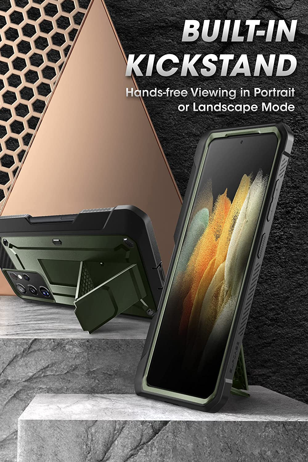 SUPCASE Unicorn Beetle Pro Series Case for Samsung Galaxy S21 Ultra 5G (2021 Release), Full-Body Dual Layer Rugged Kickstand Case with S Pen Slot (Guldan)  SUPCASE   