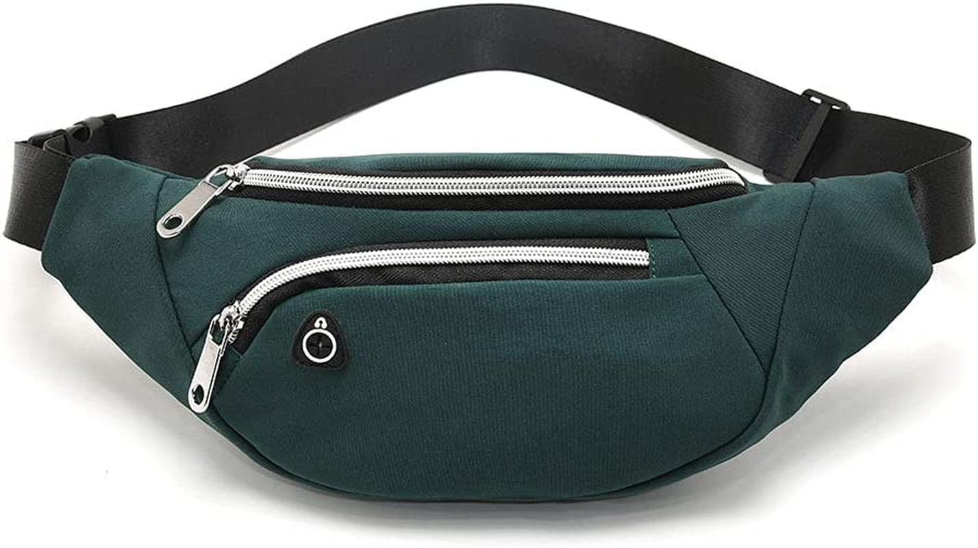 YUNGHE Waist Pack Bag for Men&Women - Fanny Pack for Workout Traveling Running.  YUNGHE (With headphone hole)Dark Green  