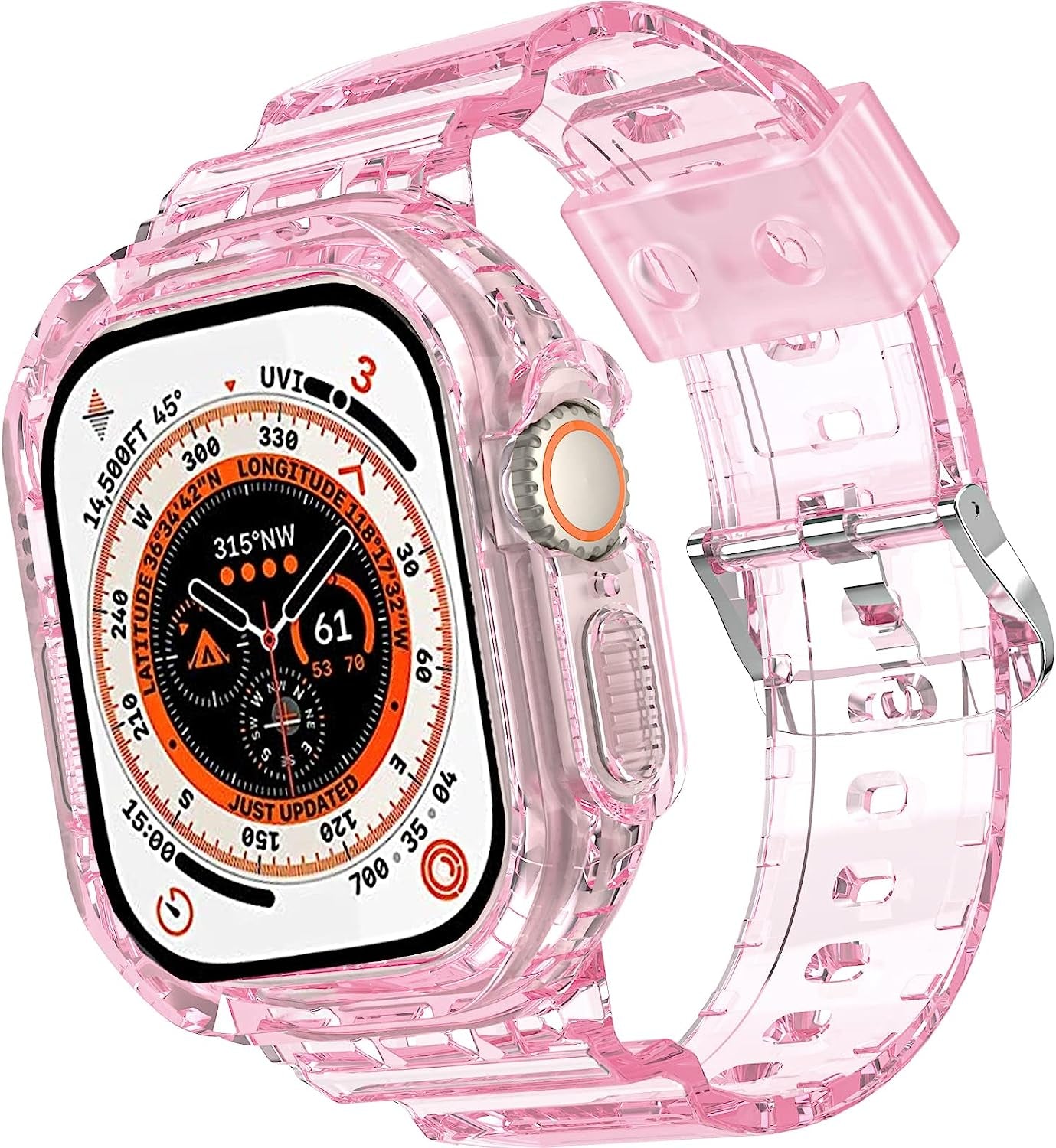 NINKI Compatible with Crystal Clear Apple Watch Ultra Band 49Mm with Bumper Case,Silicone Jelly Waterproof Sport Soft TPU Transparent Iwatch Ultra Band Straps for Apple Watch Ultra 49Mm Band and Case  NINKI   