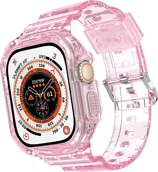 NINKI Compatible with Crystal Clear Apple Watch Ultra Band 49Mm with Bumper Case,Silicone Jelly Waterproof Sport Soft TPU Transparent Iwatch Ultra Band Straps for Apple Watch Ultra 49Mm Band and Case  NINKI   