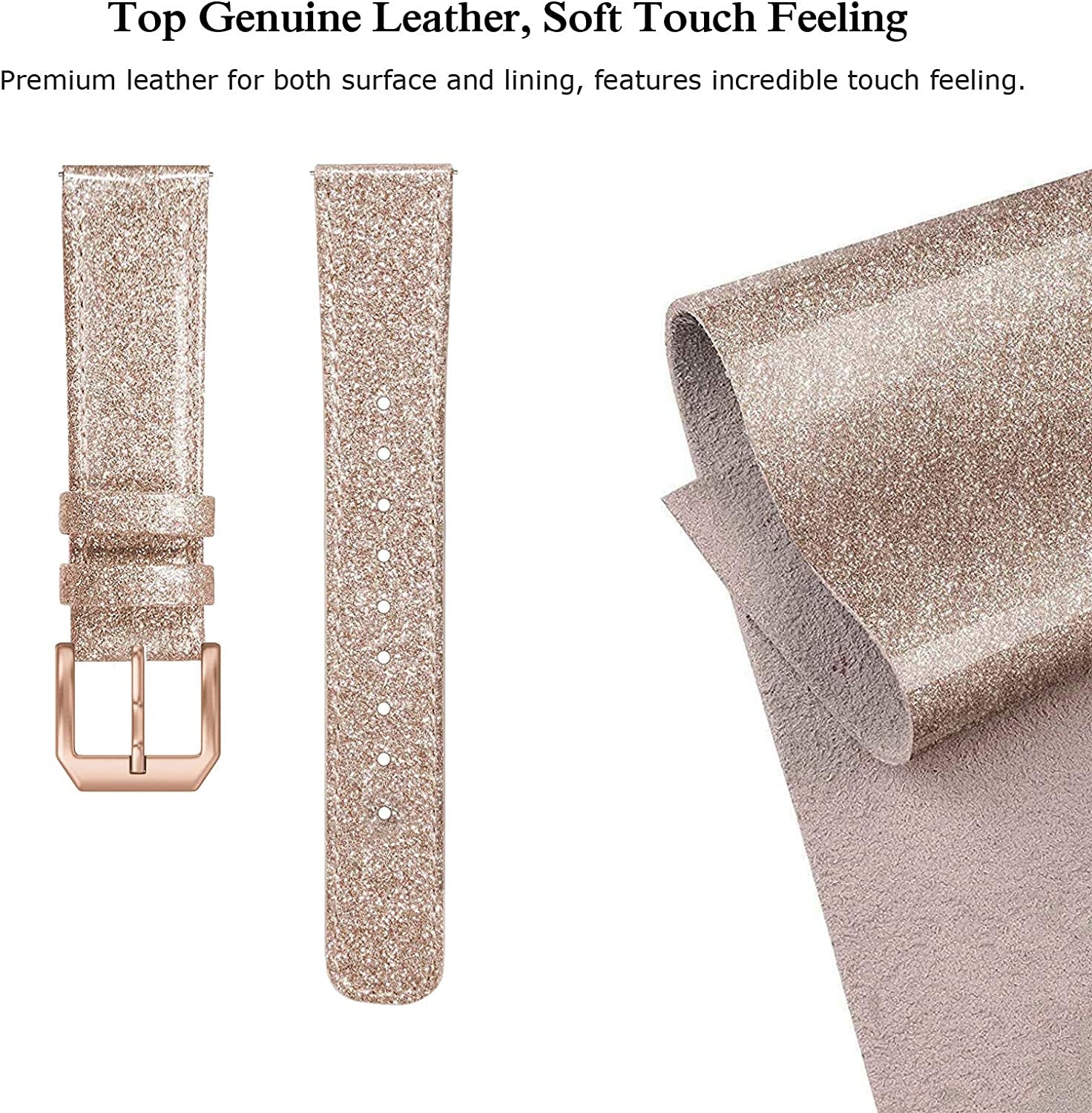 SWEES Compatible for Samsung Galaxy Watch 5 Band 40Mm 44Mm / Galaxy Watch 5 Pro Band 45Mm / Galaxy Watch 4 Band, 20Mm Slim Thin Genuine Leather Replacement Bands for Galaxy Watch 4 Classic Women Men  SWEES   