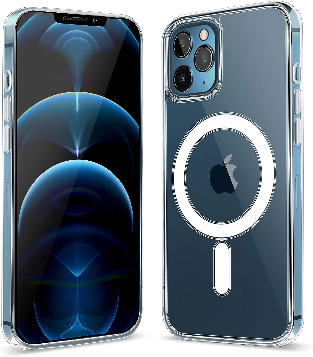 BOTOER [5 in 1 for Iphone 12 Case/Iphone 12 Pro Case,With 2 Pack Screen Protector + 2 Pack Camera Lens Protector, Ultra Thin Scratch Resistant Drop Mag-Safe Phone Case for Iphone 12/12 Pro,Blue A  BOTOER   