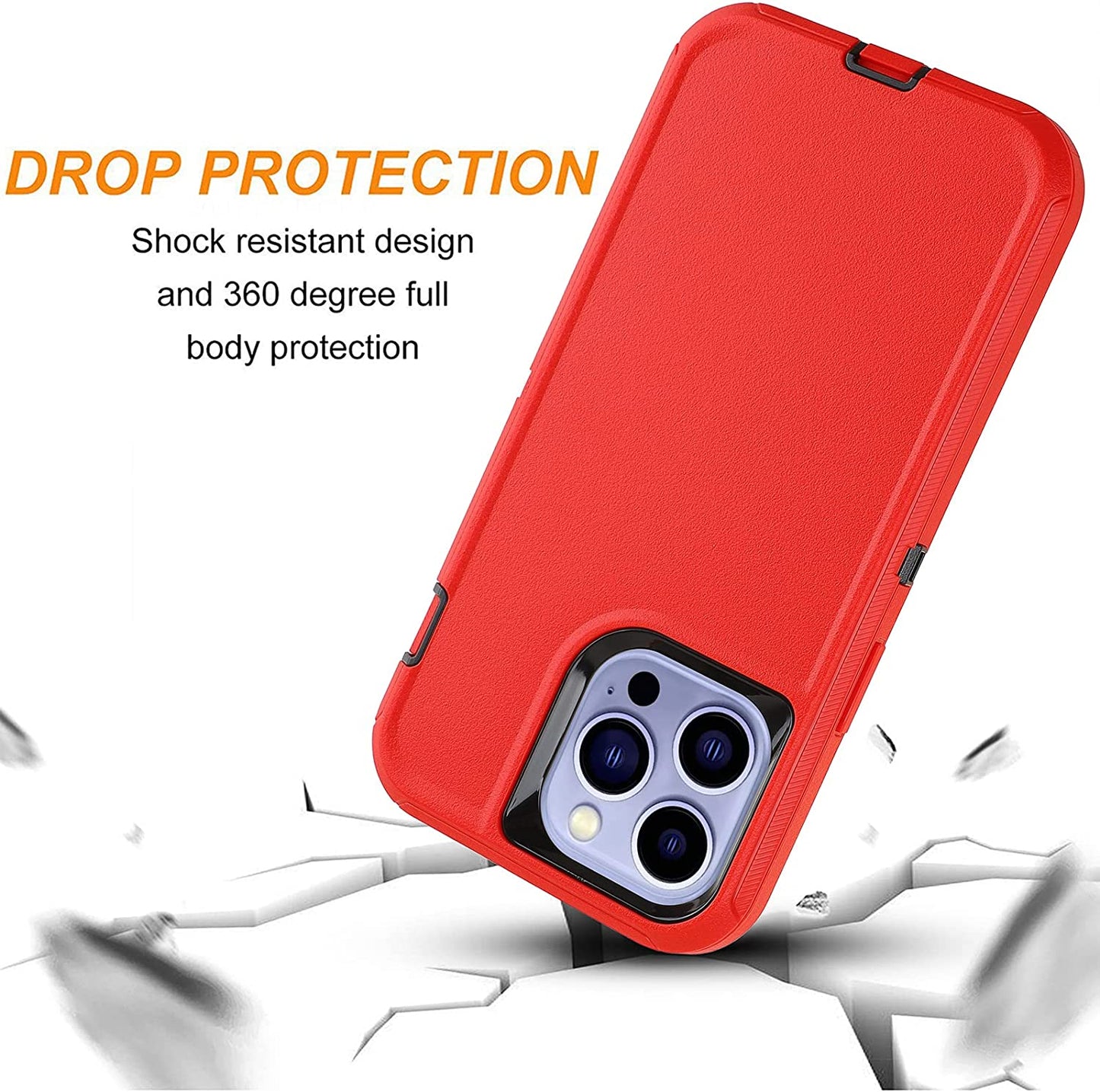 Compatible with Iphone 14 Pro Max Case Heavy Duty Protective Phone Case,Military Grade Full Body Protection Shockproof/Drop Proof Durable Phone Cover for Apple Iphone 14 Pro Max 6.7" Red/Black  droperprote   