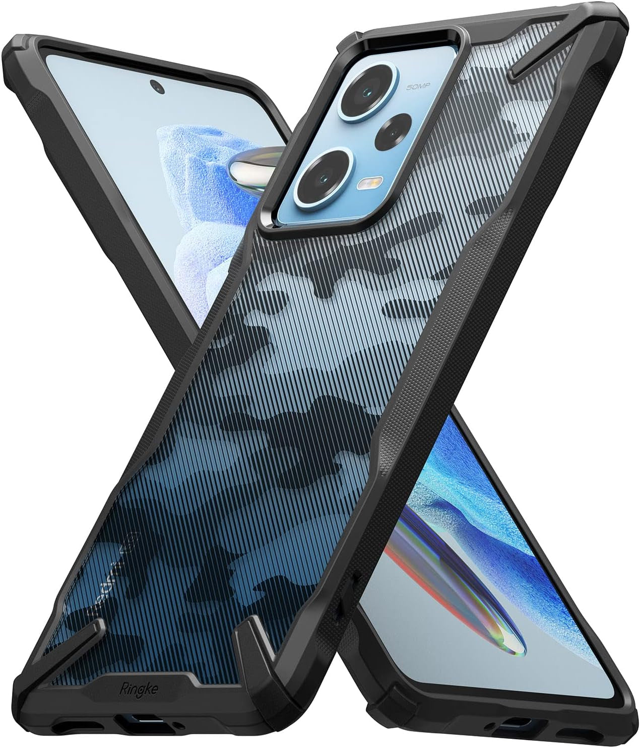 Ringke Fusion-X [Military Design] Compatible with Redmi Note 12 Pro Case and Xiaomi Poco X5 Pro 5G Case, Camouflage Hard Back Cover Shockproof Advanced Protective Bumper - Camo Black  Rearth   