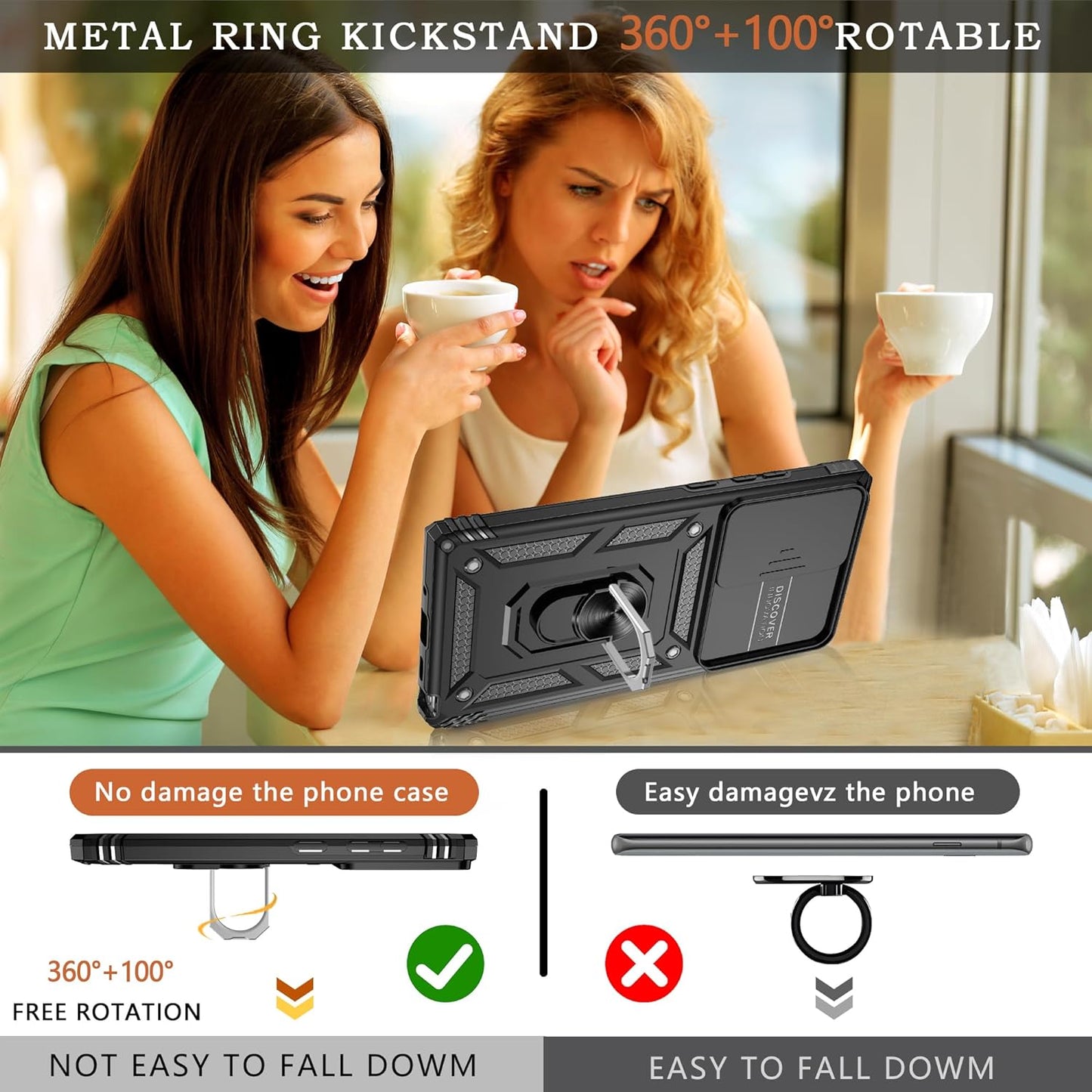 ATUMP for Samsung Galaxy Note 20 Ultra Case with HD Screen Protector, Build in 360° Rotating Ring Kickstand [Military Grade] Protective Case for Galaxy Note 20 Ultra, Black  Atump   