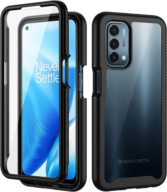 Seacosmo Case for Oneplus Nord N200 5G, Full Body Shockproof Cover [With Built-In Screen Protector] Slim Fit Bumper Protective Case for 1+ Nord N200 5G, Black/Clear  seacosmo   