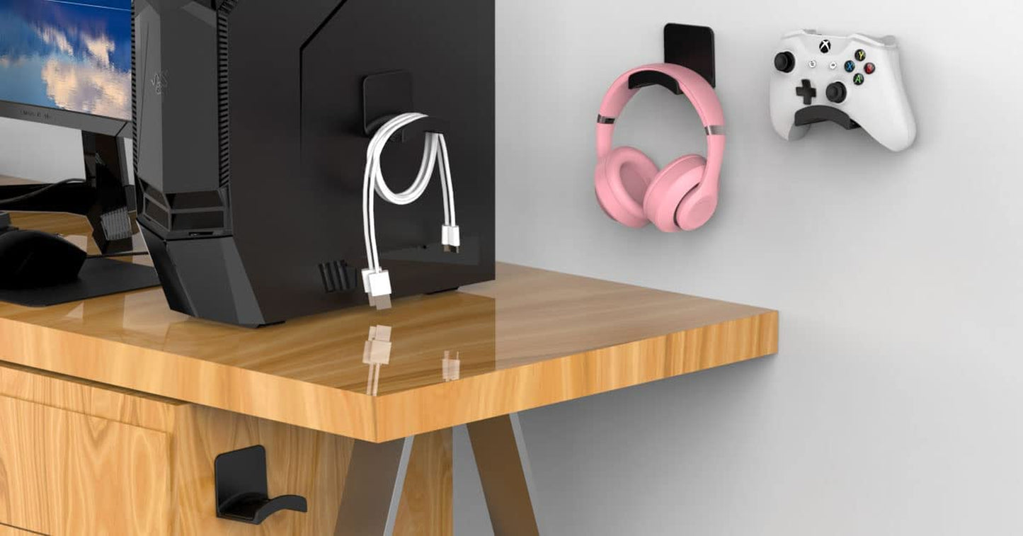 Homemount Headphone Stand Headset Holder - Adhesive Gaming Headphone Hanger Hook Desk Mount for Most Headphone & Controller (Black)  HomeMount   