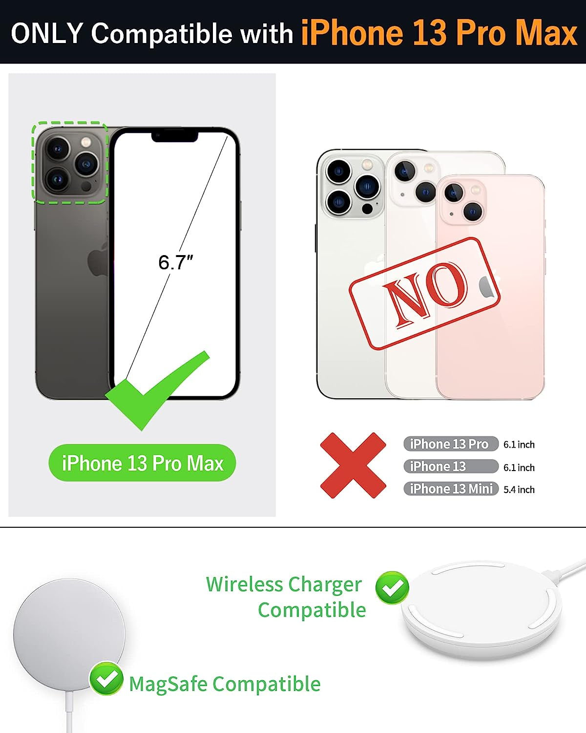 CASEOWL Compatible for Iphone 13 Pro Max Case Wallet [Support Magsafe Wireless Charger] with Card Holder[Rfid Blocking], Kickstand, Flip Leather Slim Iphone 13 Pro Max Wallet Case for Man Women-Black  CASEOWL   