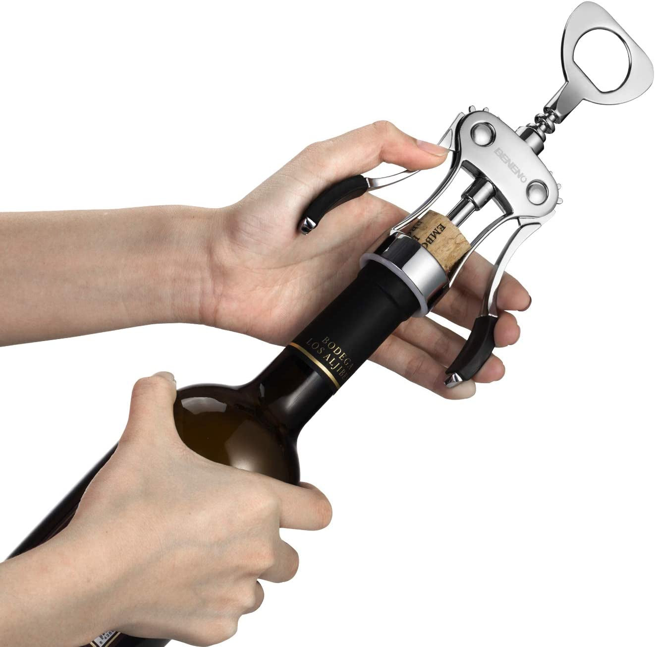 Wine Opener, Zinc Alloy Premium Wing Corkscrew Wine Bottle Opener with Multifunctional Bottles Opener, Upgrade  Beneno   