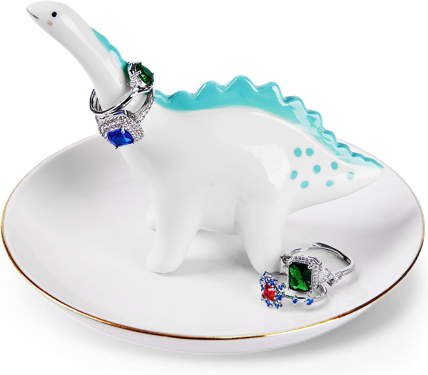 Piudee Hand Ring Holder Dish Jewelry Holder, I LOVE YOU Hand Ring Stand Engagement Wedding Ring Holder, Anniversary Wedding Valentine'S Day Gifts for Her Him Husband Wife Girlfriend Bride Gift  Piudee Dinosaur  