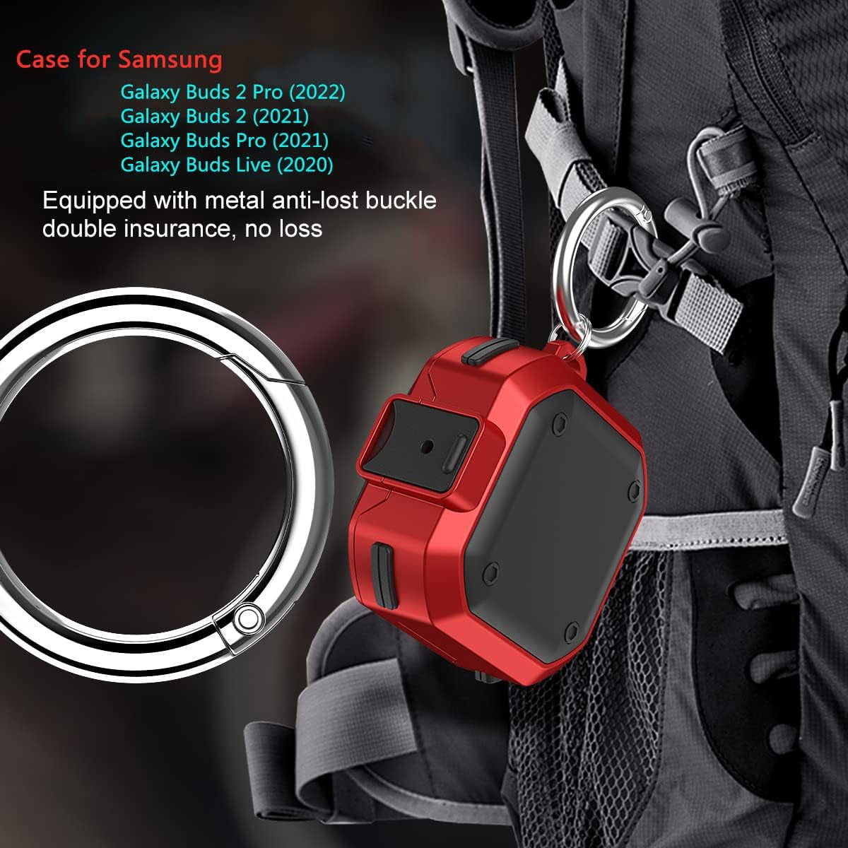 [With Lock] for Samsung Galaxy Buds2 Pro/Galaxy Buds 2/Galaxy Buds Pro/Galaxy Buds Live Case with Cleaning Pen Kit and Keychain Men Women Protective Armor Case Cover for Samsung Earbuds Case (Pink)  YQGFashbf04   