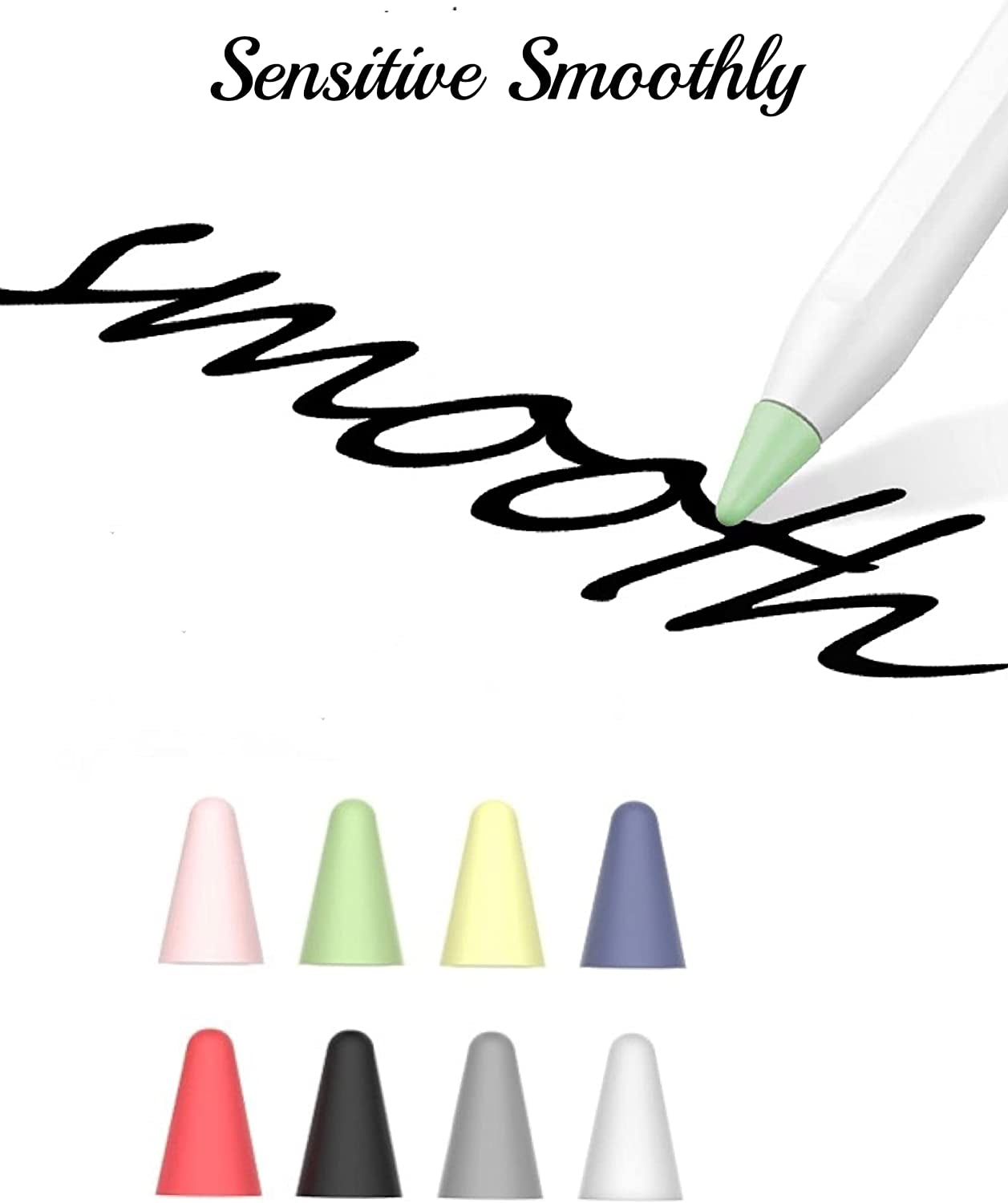 8 Pack Silicone Nibs Covers for Apple Pencil 1St and 2Nd Generation,Ultra Thin Protective Tips Cap Noiseless Writing for Apple Pencil  Xuanguo   
