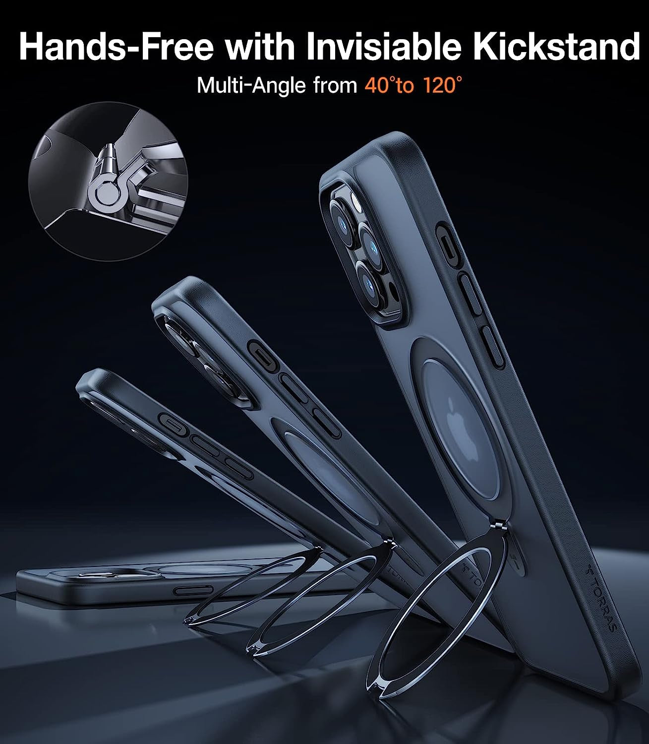 TORRAS Magnetic for Iphone 14 Pro Max Case [Compatible with Magsafe] with Stand, [Military Grade Drop Protection] Shockproof Translucent Back Slim Protective Phone Case (2022), Black  TORRAS   