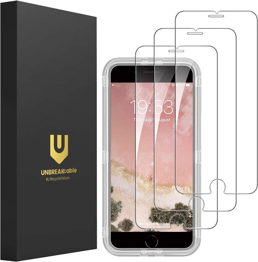 Unbreakcable Shatterproof Tempered Glass Screen Protector for Iphone SE 2022/SE 2020, Iphone 8/7 [3-Pack] [99.99% HD Clear] [Easy Installation Frame] [9H Hardness][Bubble Free] for Apple 4.7''  UNBREAKcable   