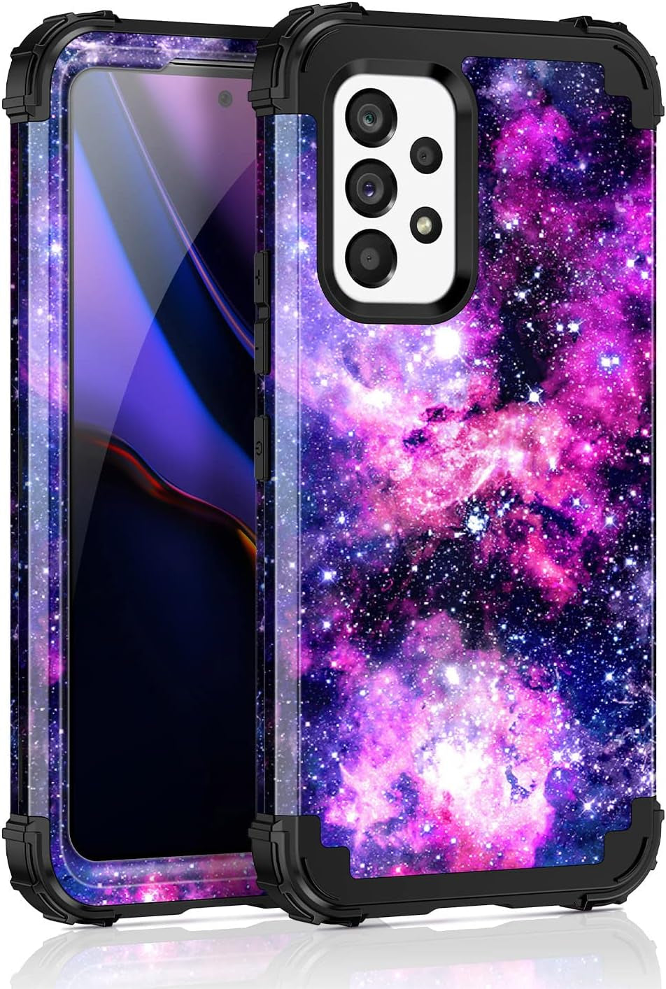 Miqala for Galaxy A53 5G Case,Glow in the Dark Three Layer Shockproof Hard Plastic+Silicone Rubber Protective Case for Samsung Galaxy A53 5G,Blue Sky  Miqala Purple Sky  