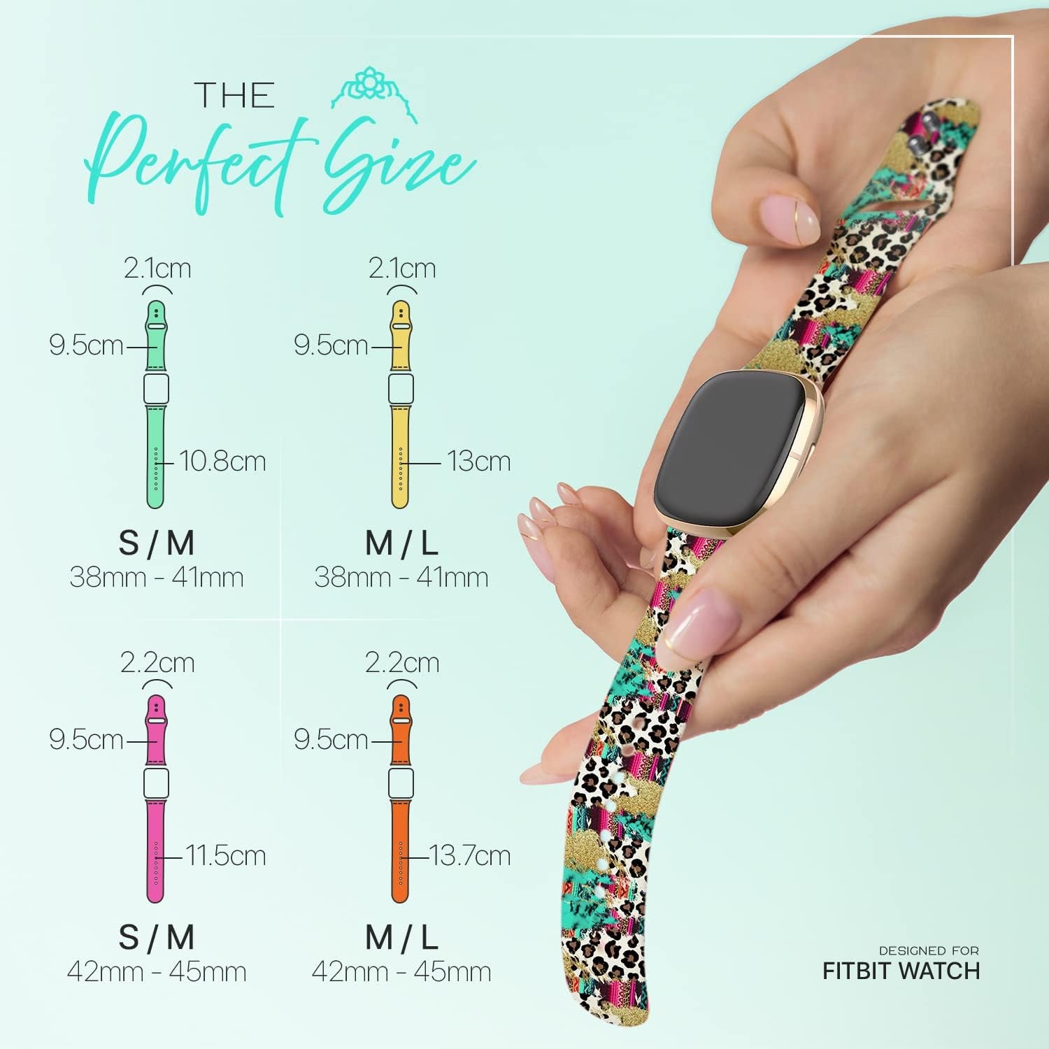 Lux Bands Printed Watch Band - Compatible Fitbit Watch Strap -Smart Watch Band with Stainless Steel Buckle - Compatible Watch Band with Silicone Strap - Adjustable Wristbands for Multi Usage  Lux Bands   