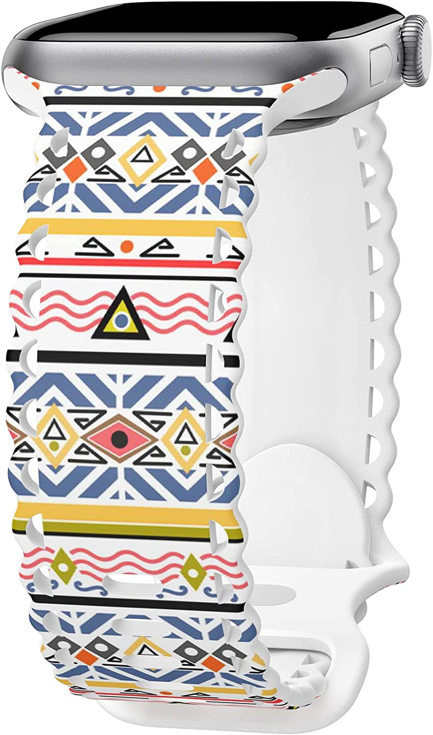 Upfurmach Compatible with Apple Watch Band 41Mm 40Mm 38Mm 49Mm 45Mm 44Mm 42Mm Women Girl, Rose Floral Print Lace Hollow-Out Soft Silicone Sport Bands for Iwatch Ultra SE Series 8 7 6 5 4 3 2 1, Rosb-38  UpfurMach D-Bohemian 41mm/40mm/38mm 