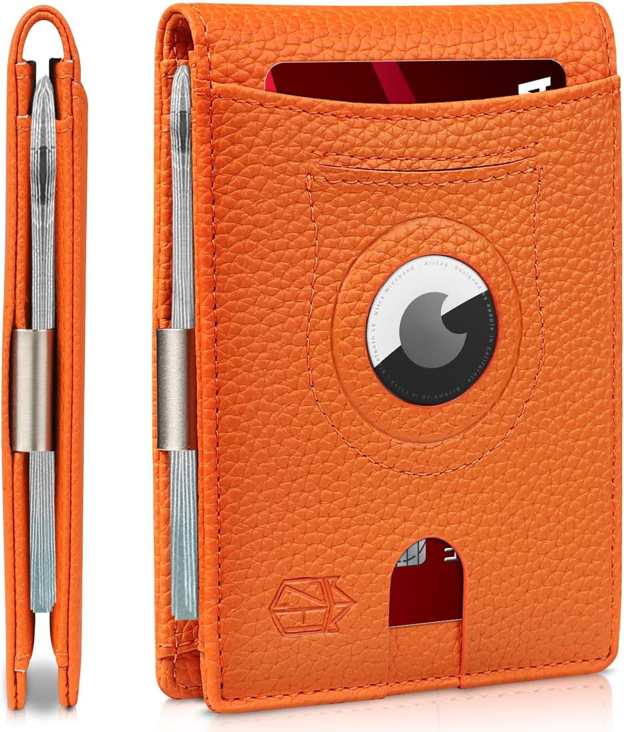 Zitahli Airtag-Wallet-Mens-Slim-Rfid Blocking Wallet Leather with Money Clip Air Tag Wallet Card Holder Bifold Gifts for Men  Zitahli New Lychee Orange  