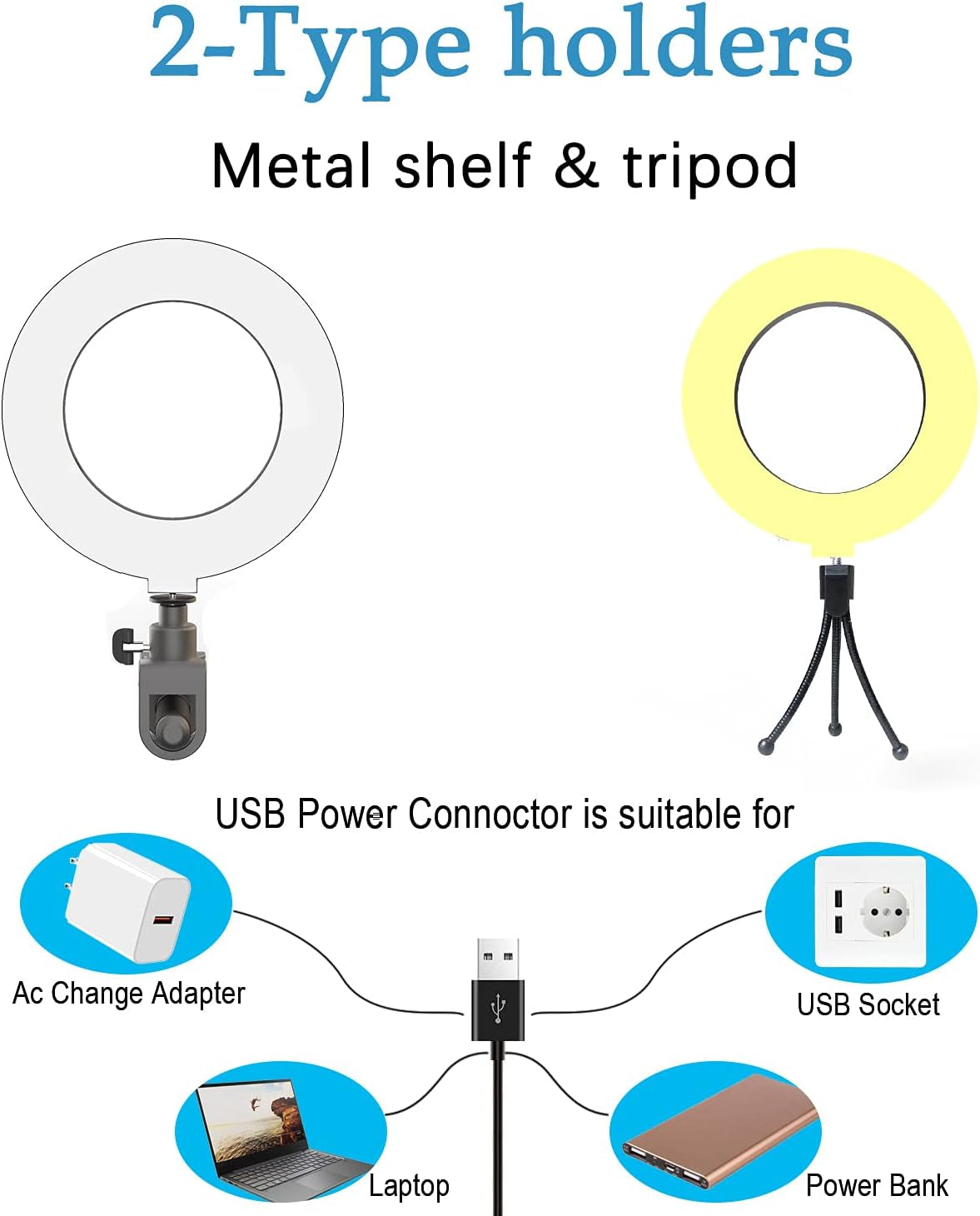 REDZHONG LED Ring Light Video Conference Lighting - 6 Selfie Light with Tripod Stand | Circle Light for Phone Computer Desktop Monitor Laptop & Zoom Light for Webcam Live Streaming Makeup, White  REDZHONG   
