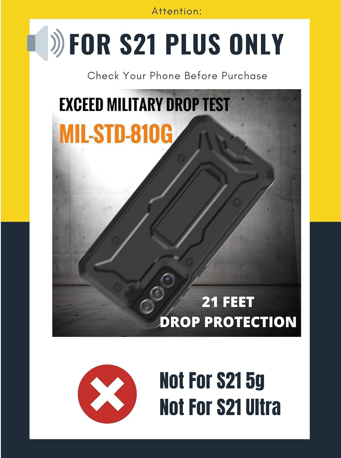 Armadillotek Vanguard Compatible with Samsung Galaxy S21+Plus Case, Military Grade Full-Body Rugged with Built-In Kickstand [Screenless Version] - Black  ArmadilloTek   