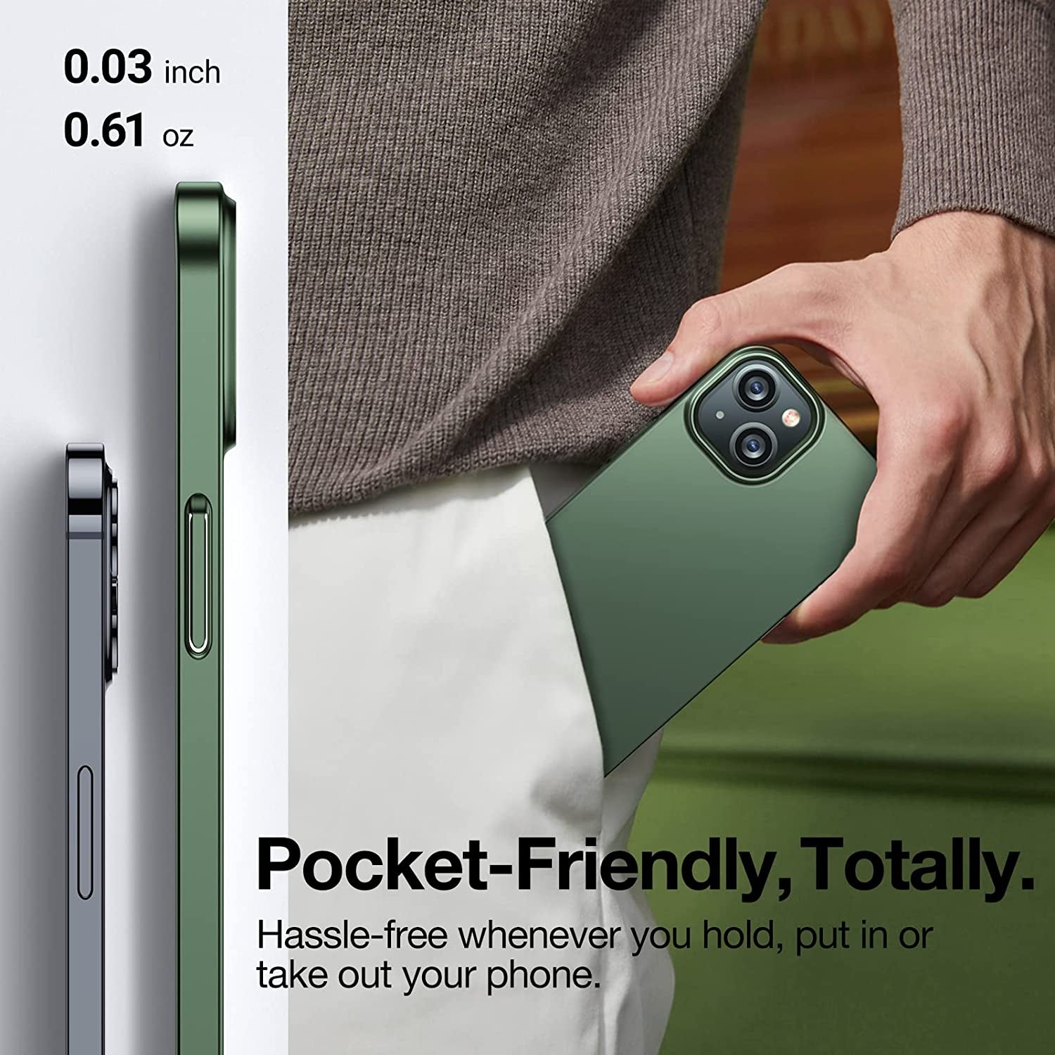 TORRAS Slim Fit for Iphone 14 Case/Iphone 13 Case Ultra-Thin Sturdy Protective Cover with Non-Slip Grip & No Fingerprint Hard Plastic Phone Case for Iphone 14/13 (6.1"), Christmas Tree Green  TORRS   